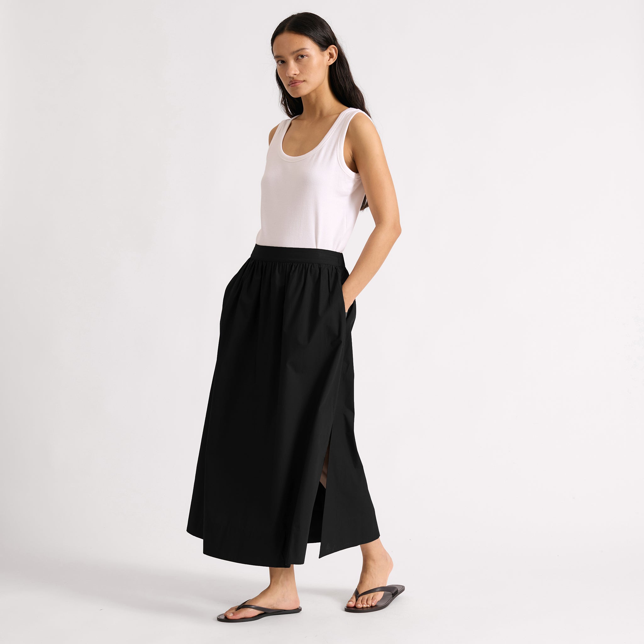 Black Cotton Full Skirt