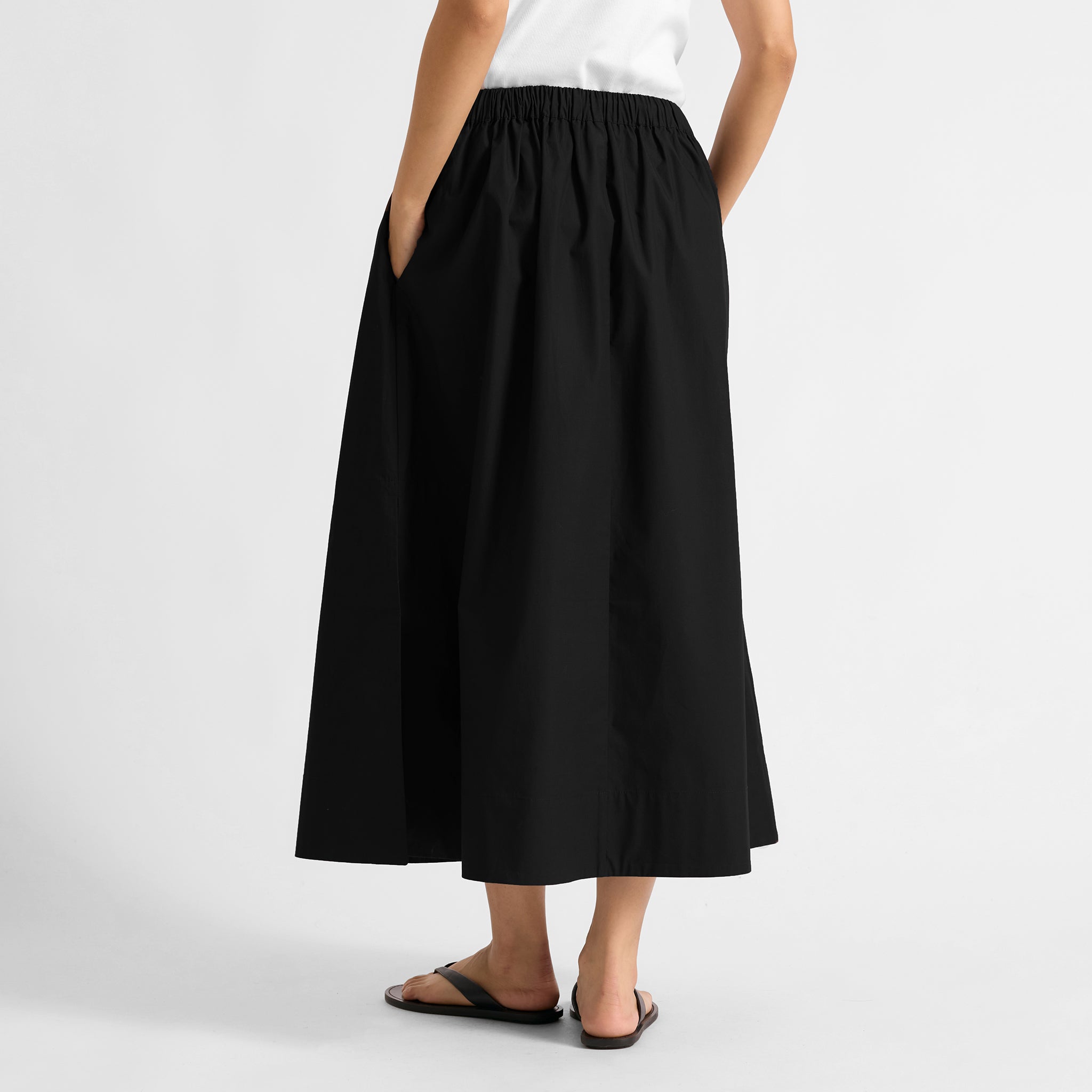 Black Cotton Full Skirt