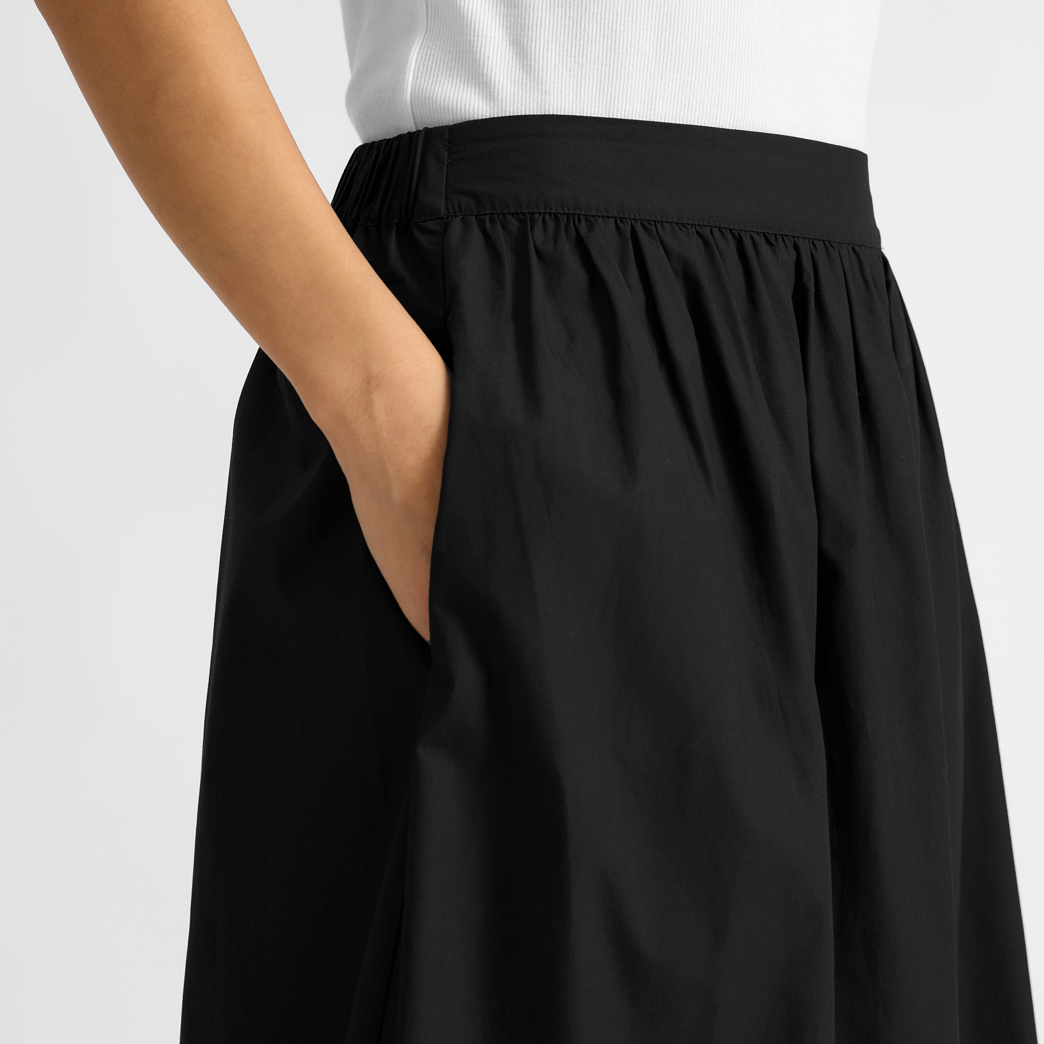 Black Cotton Full Skirt