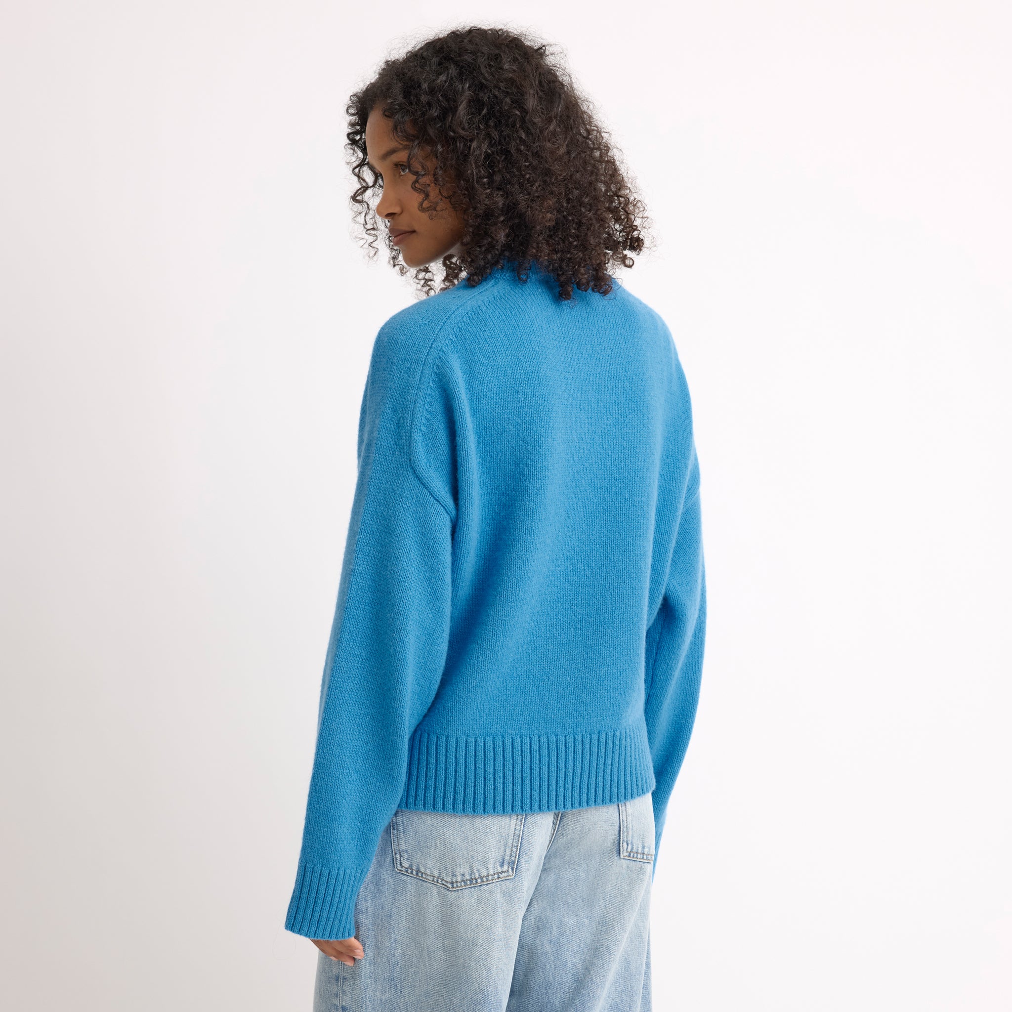 Vivid Blue Drop Shoulder Chunky Merino Jumper
