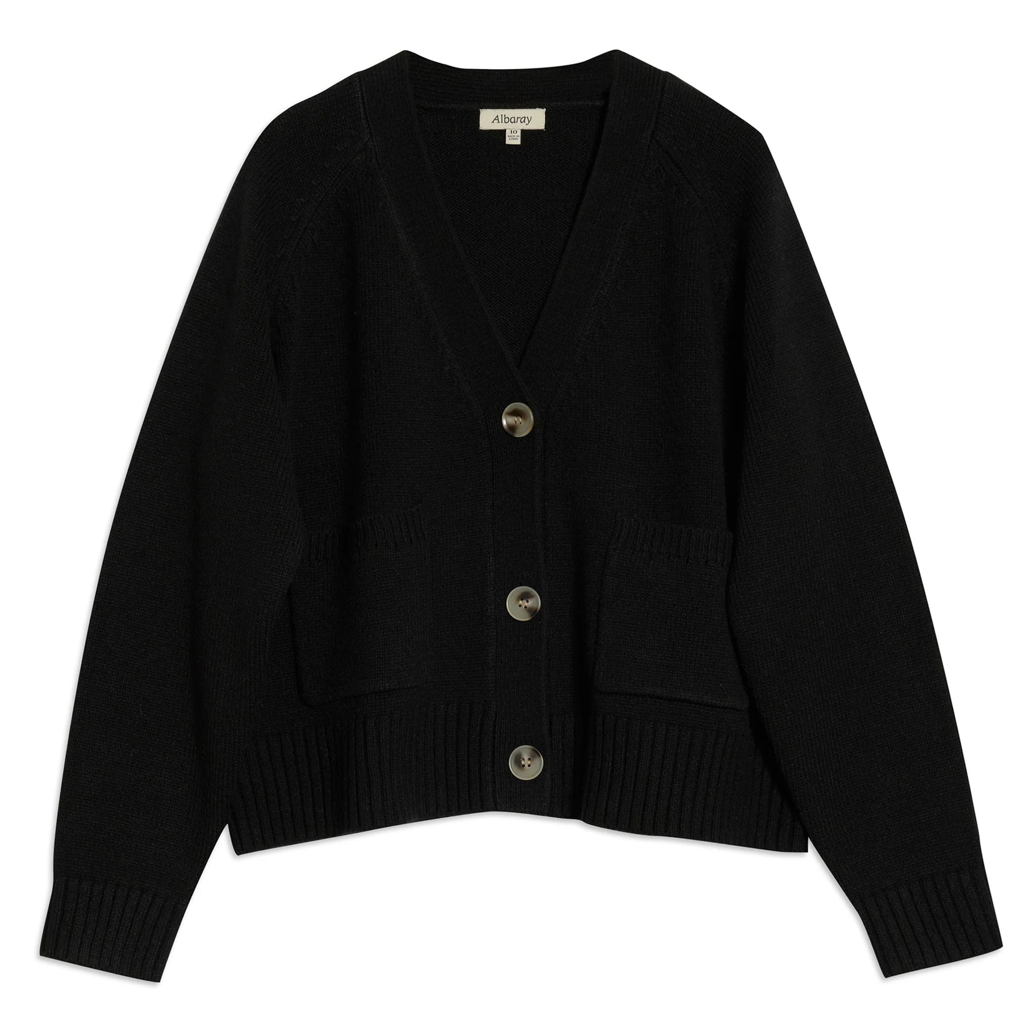 Black Relaxed V Neck Cardigan
