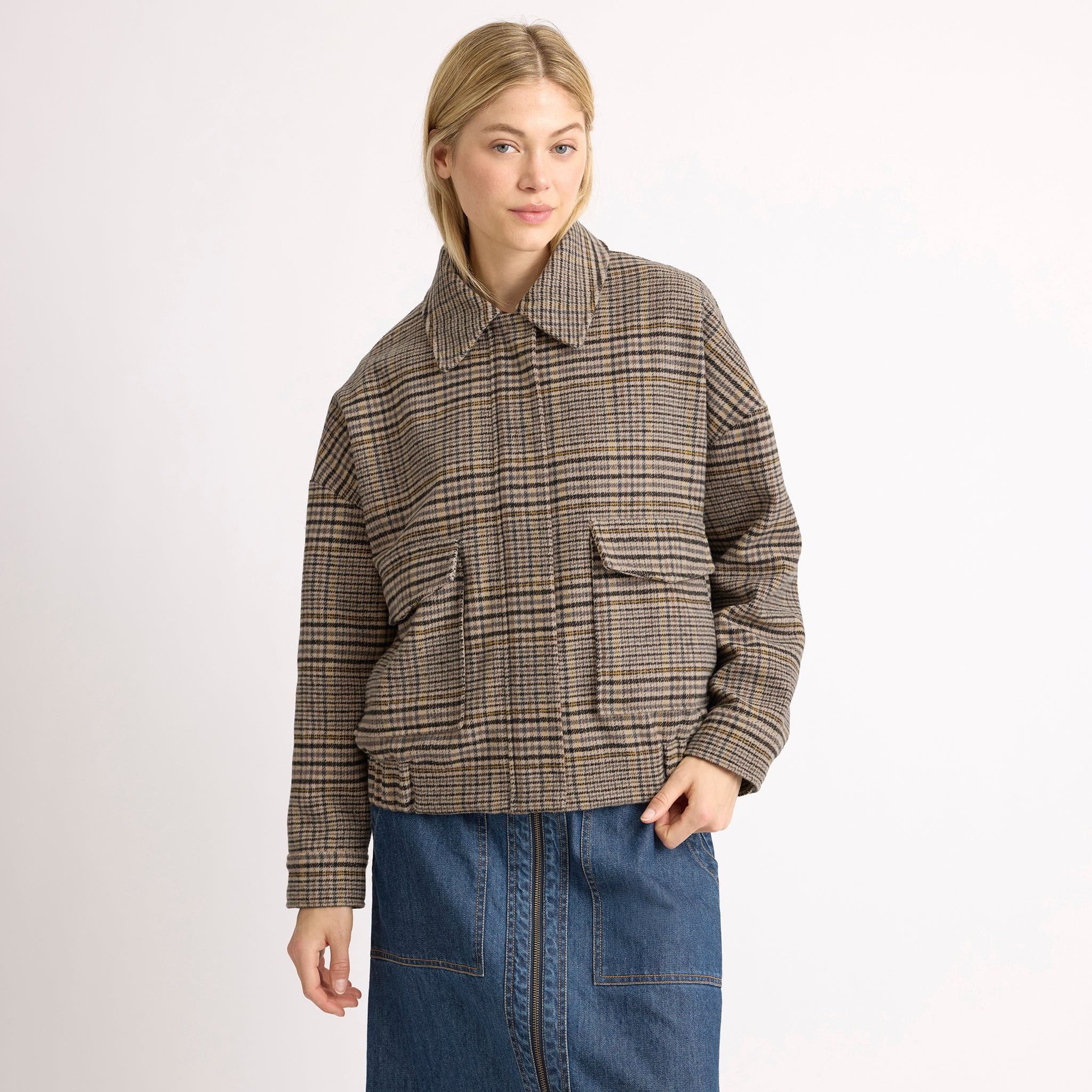 Fur Collar Check Bomber