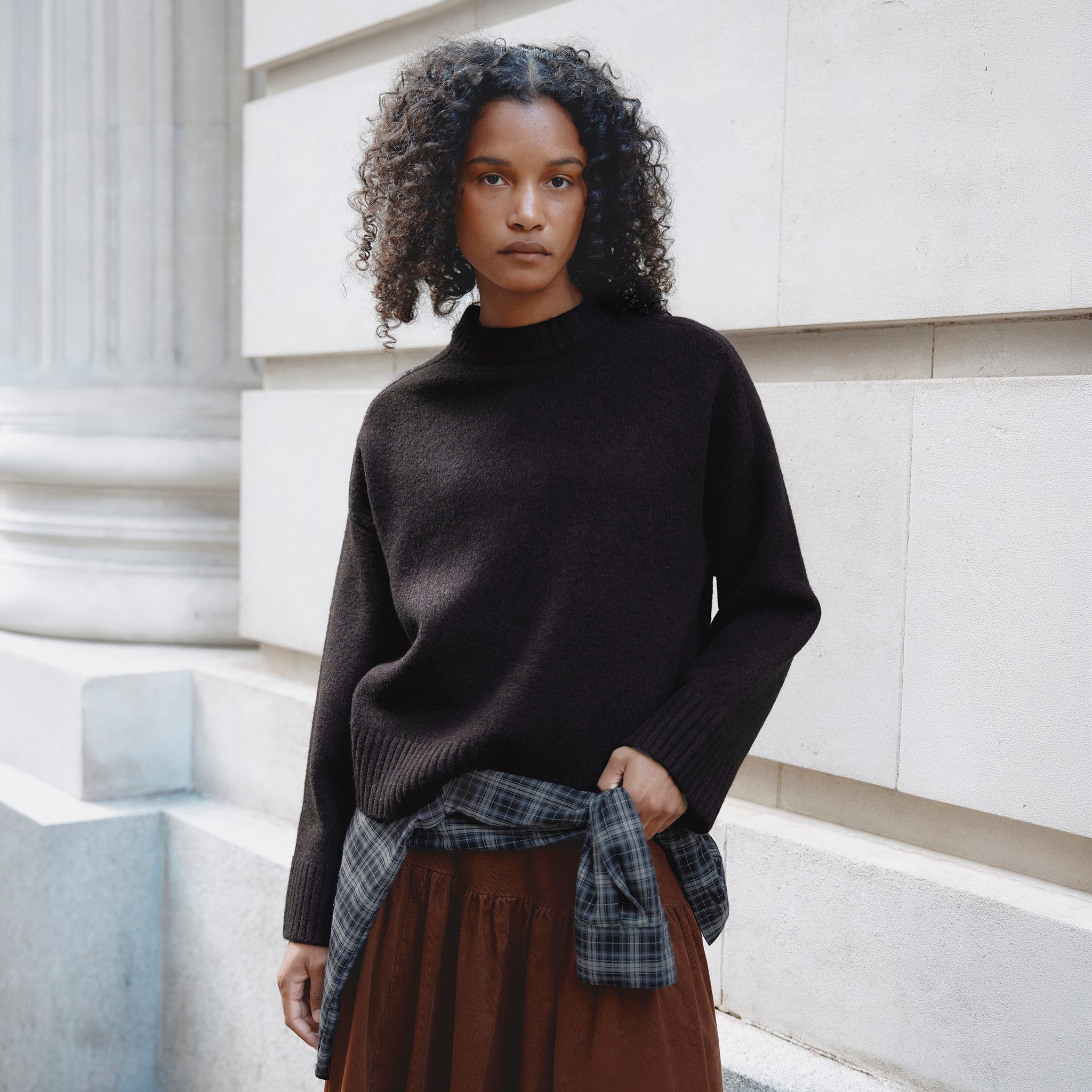 Chocolate Cosy Drop Shoulder Jumper