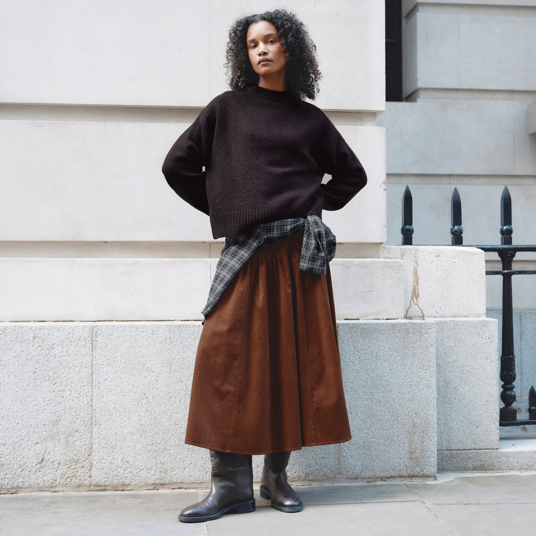 Chocolate Cosy Drop Shoulder Jumper