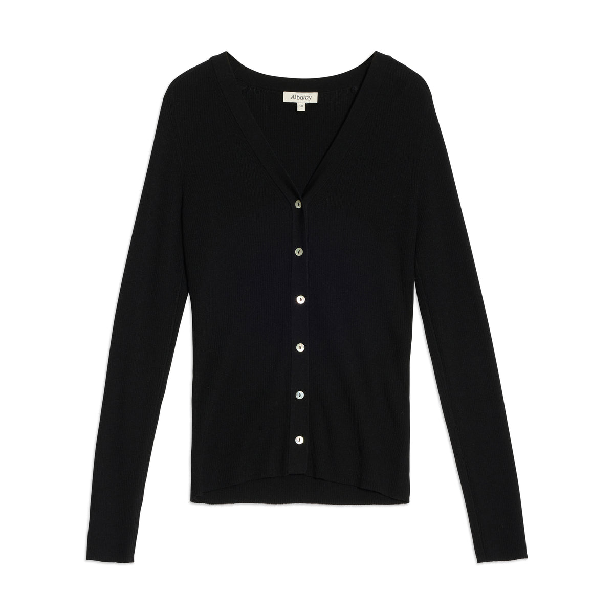 Black Rib V Neck Cardigan