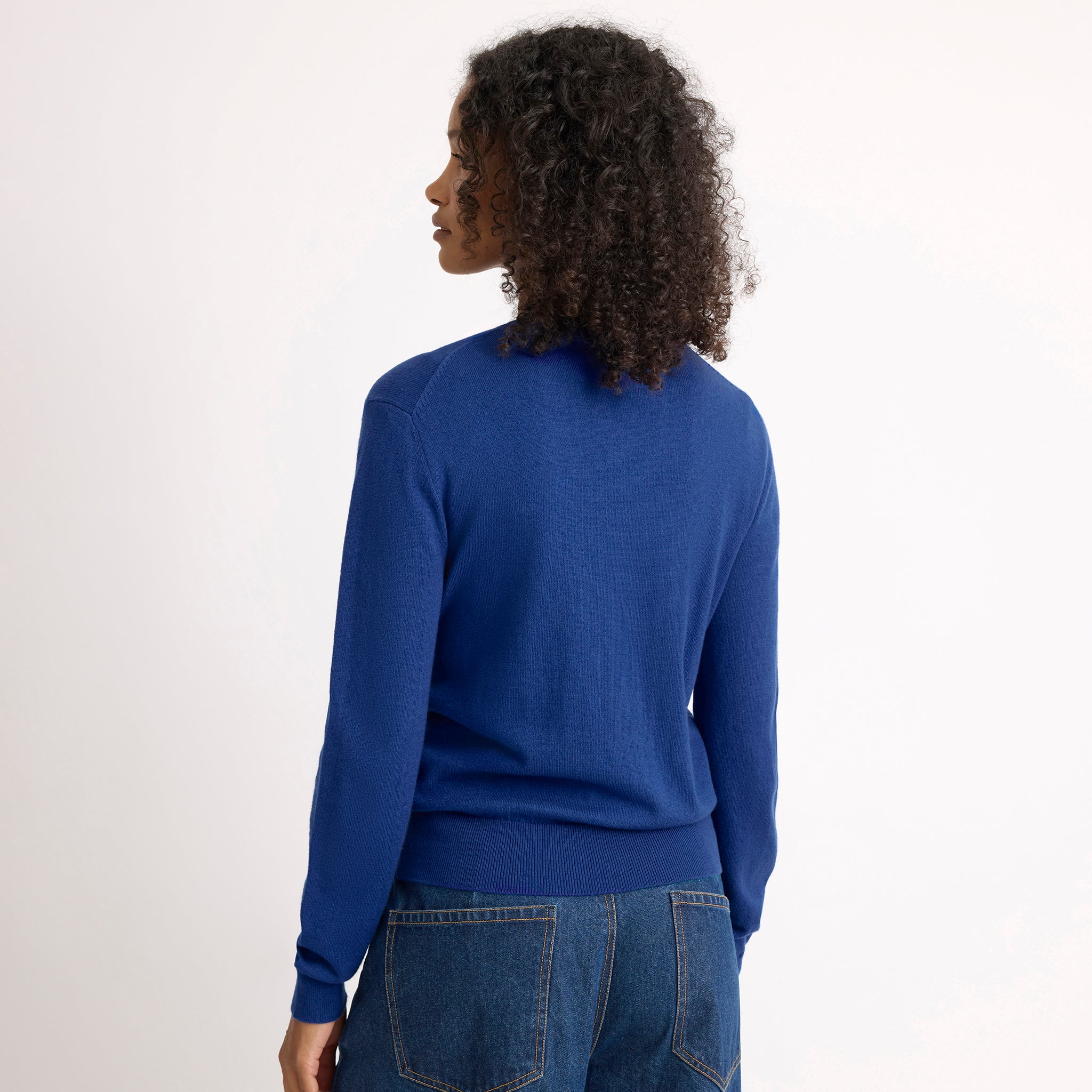 Cobalt Fine Knit V Neck Jumper