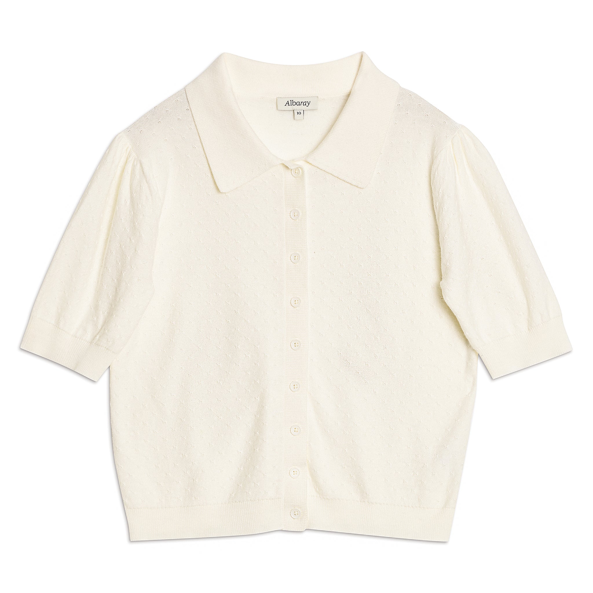 Short Sleeve Pointelle Button Top