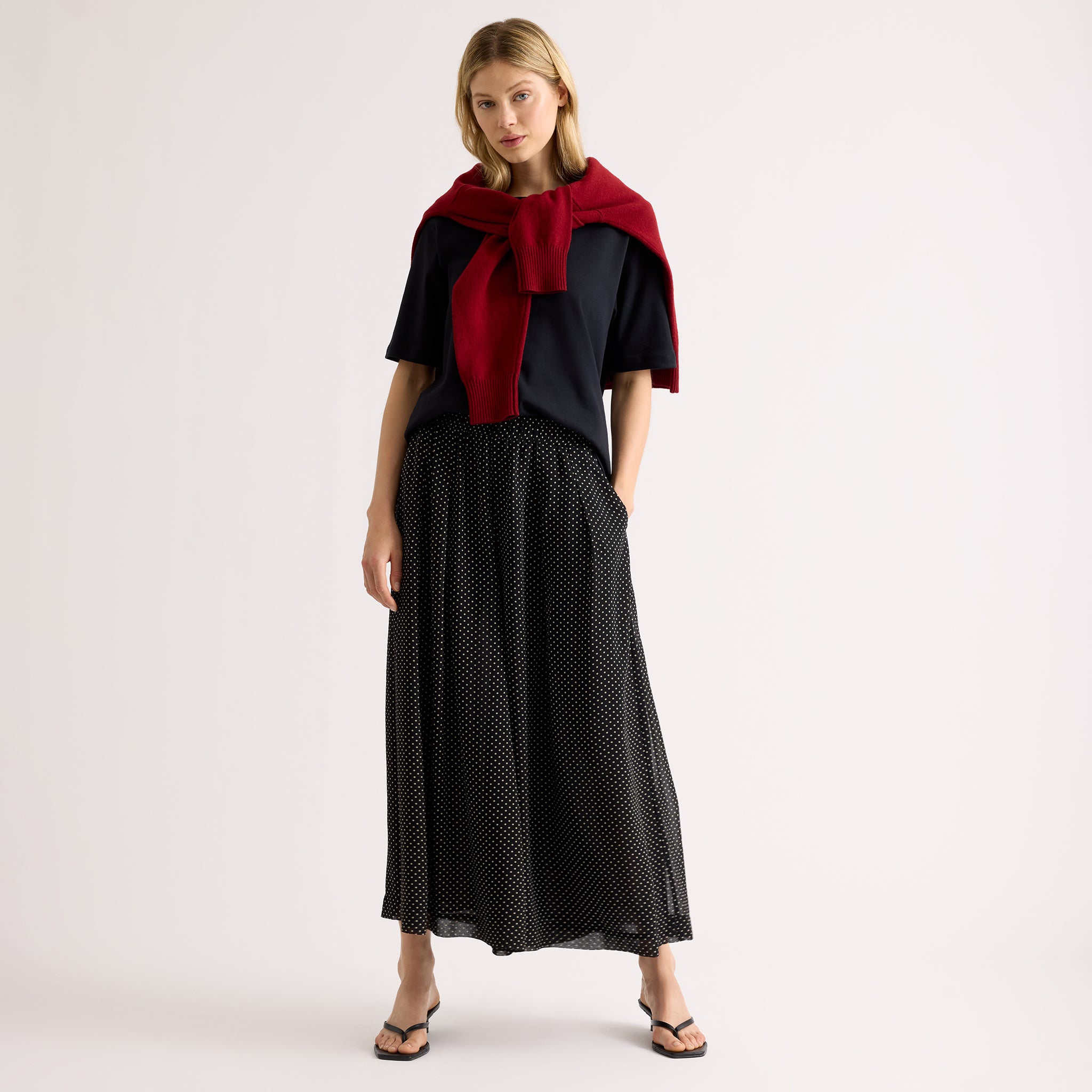 Black Spot Chiffon Culottes