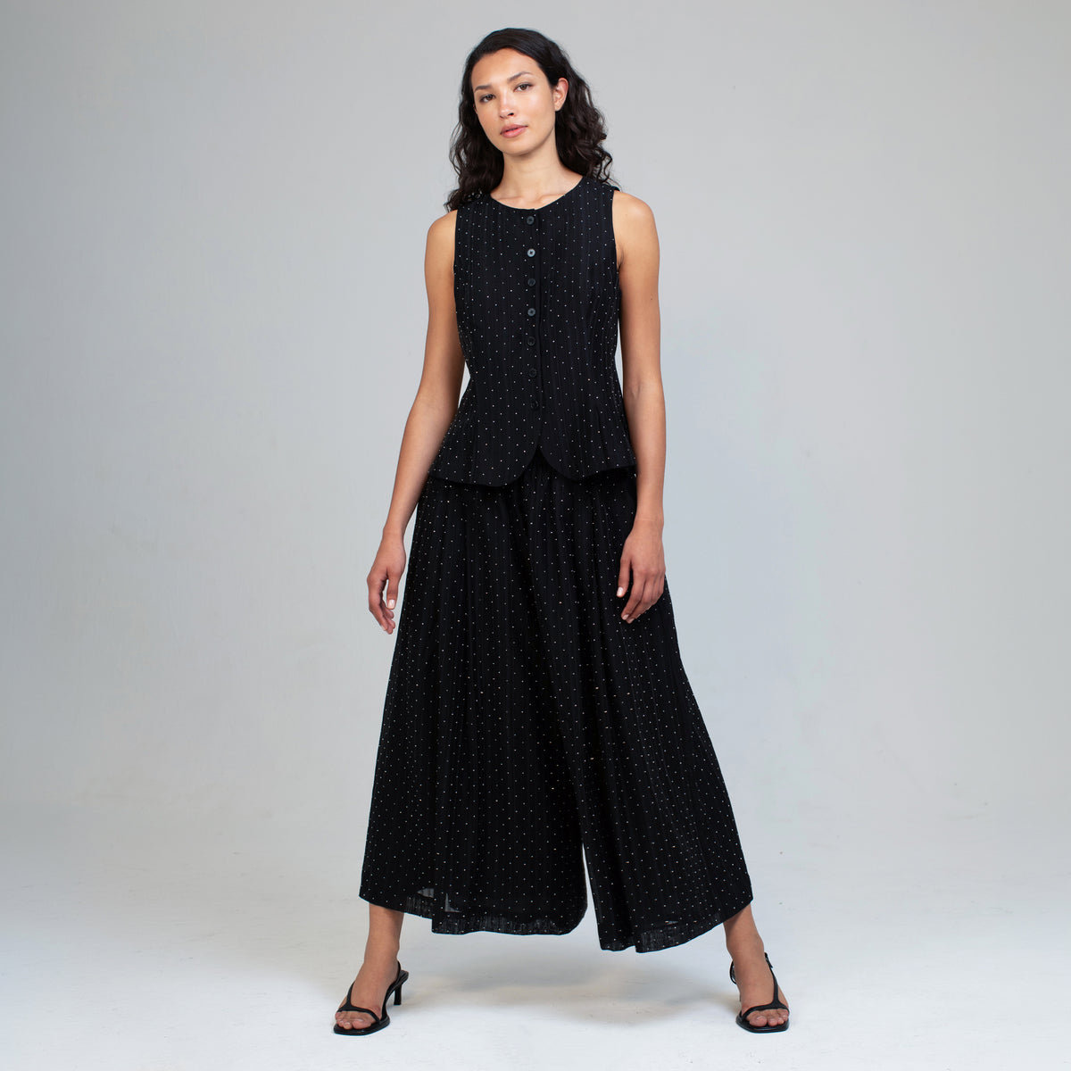 Black Rhinestone Culotte