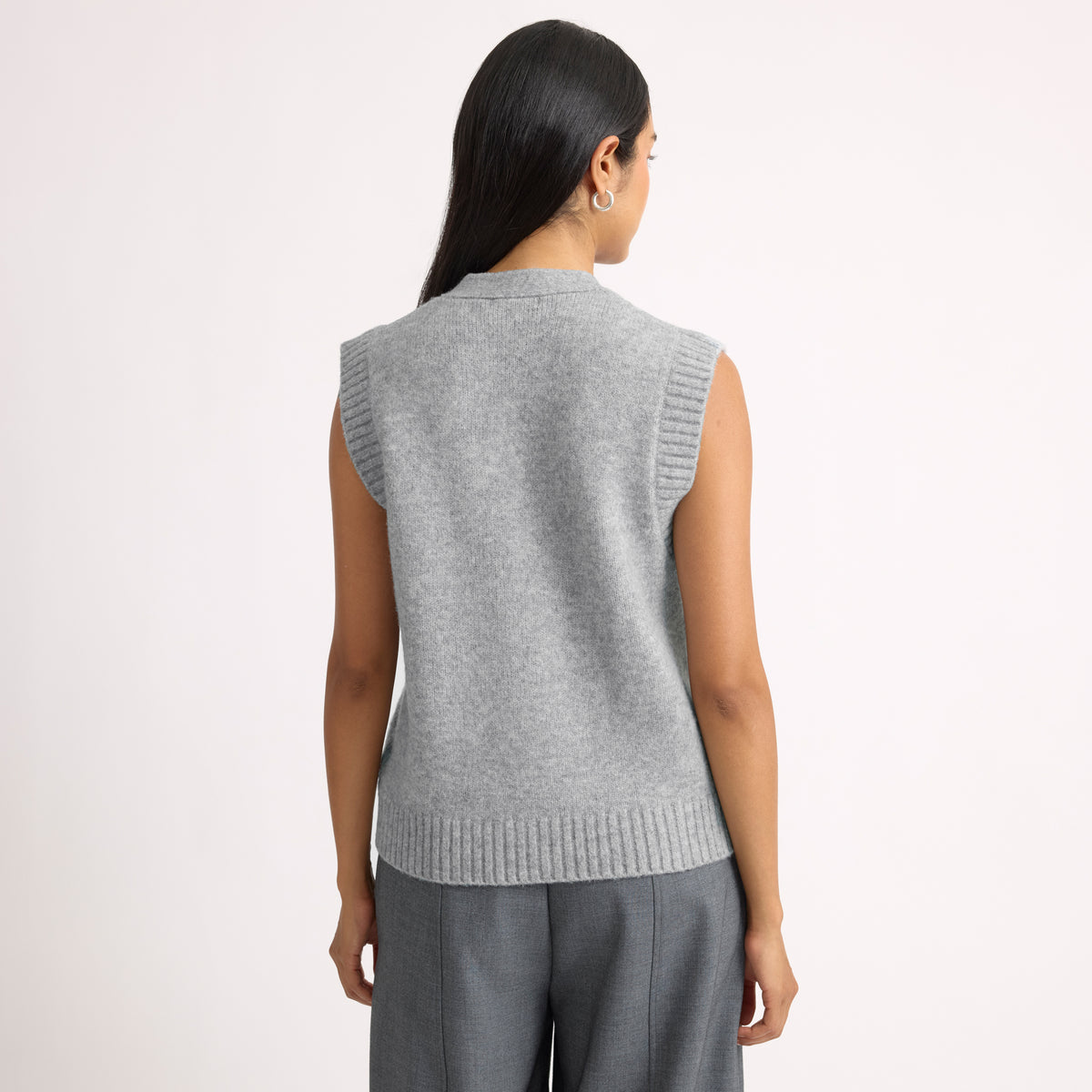 Grey Cosy Button Tank