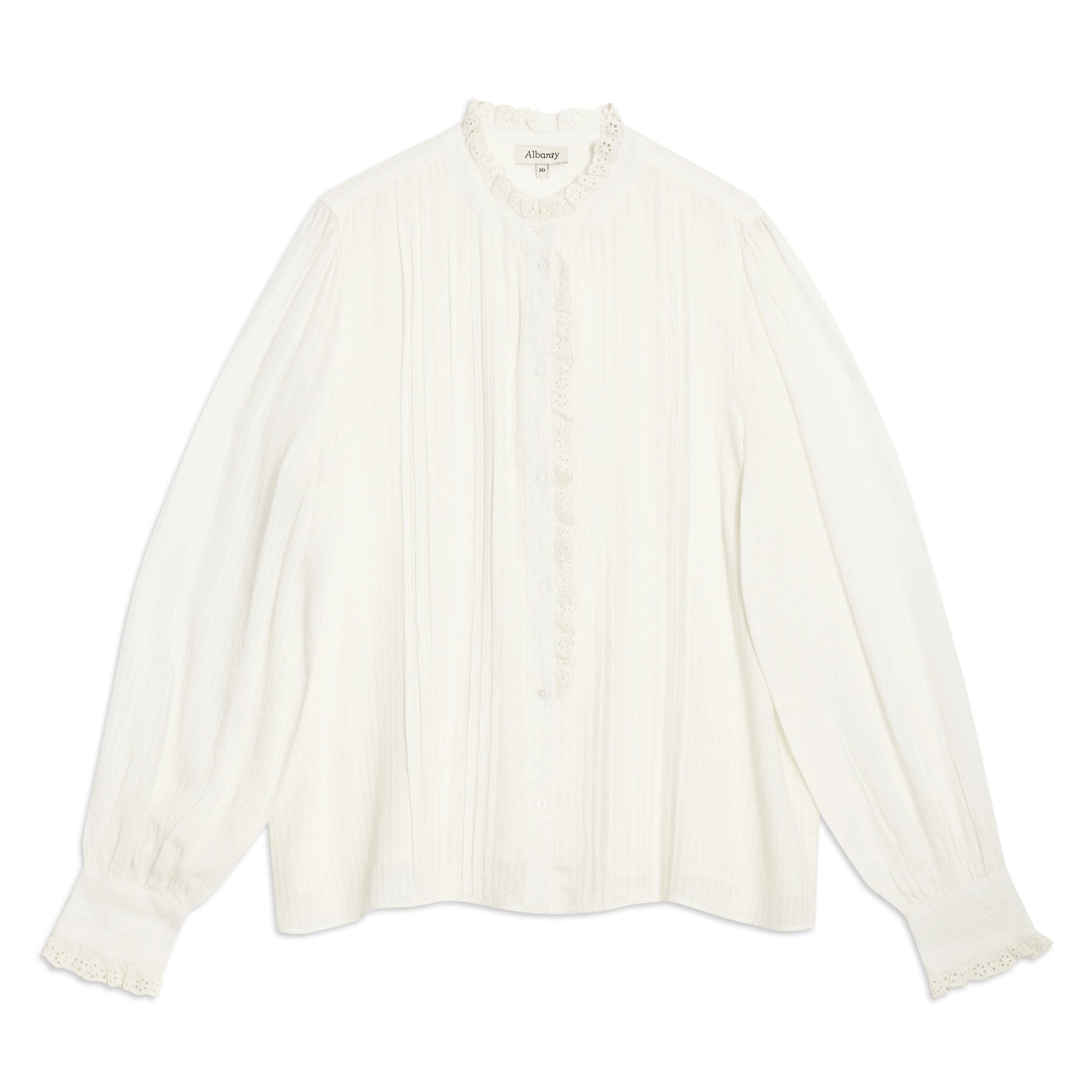 Cream Lace Edge High Neck Blouse