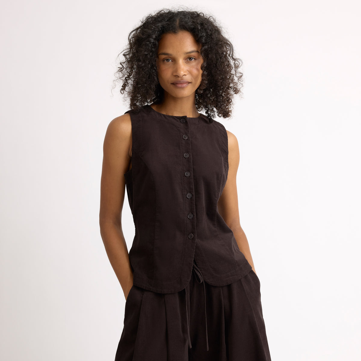 Chocolate Baby Cord Waistcoat