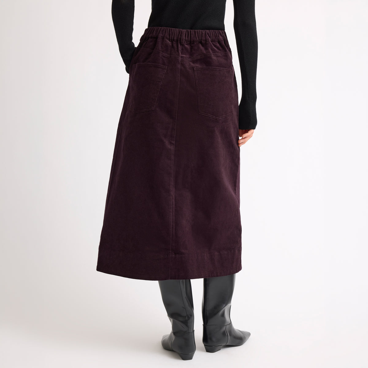Burgundy Cord A Line Skirt
