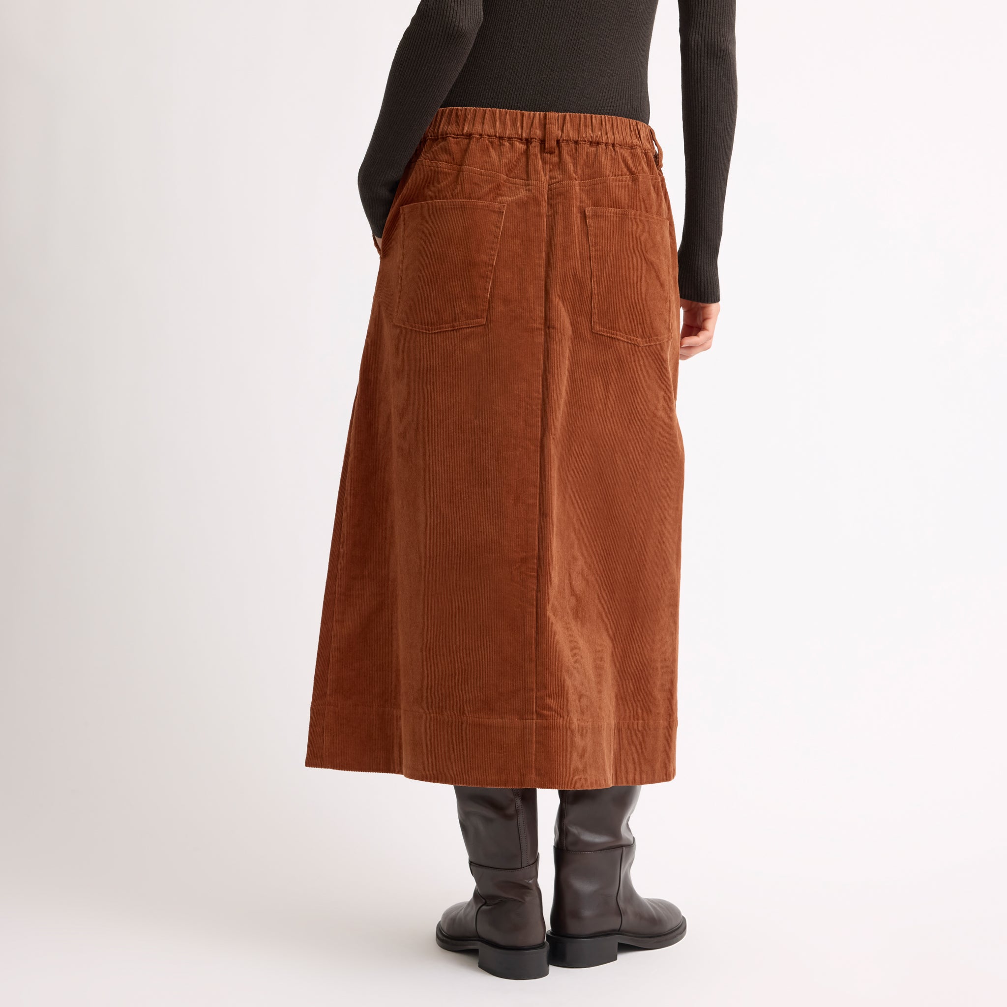 Tan Cord Popper Skirt