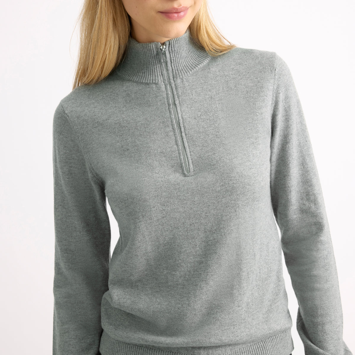 Grey Funnel Neck Zip Jumper