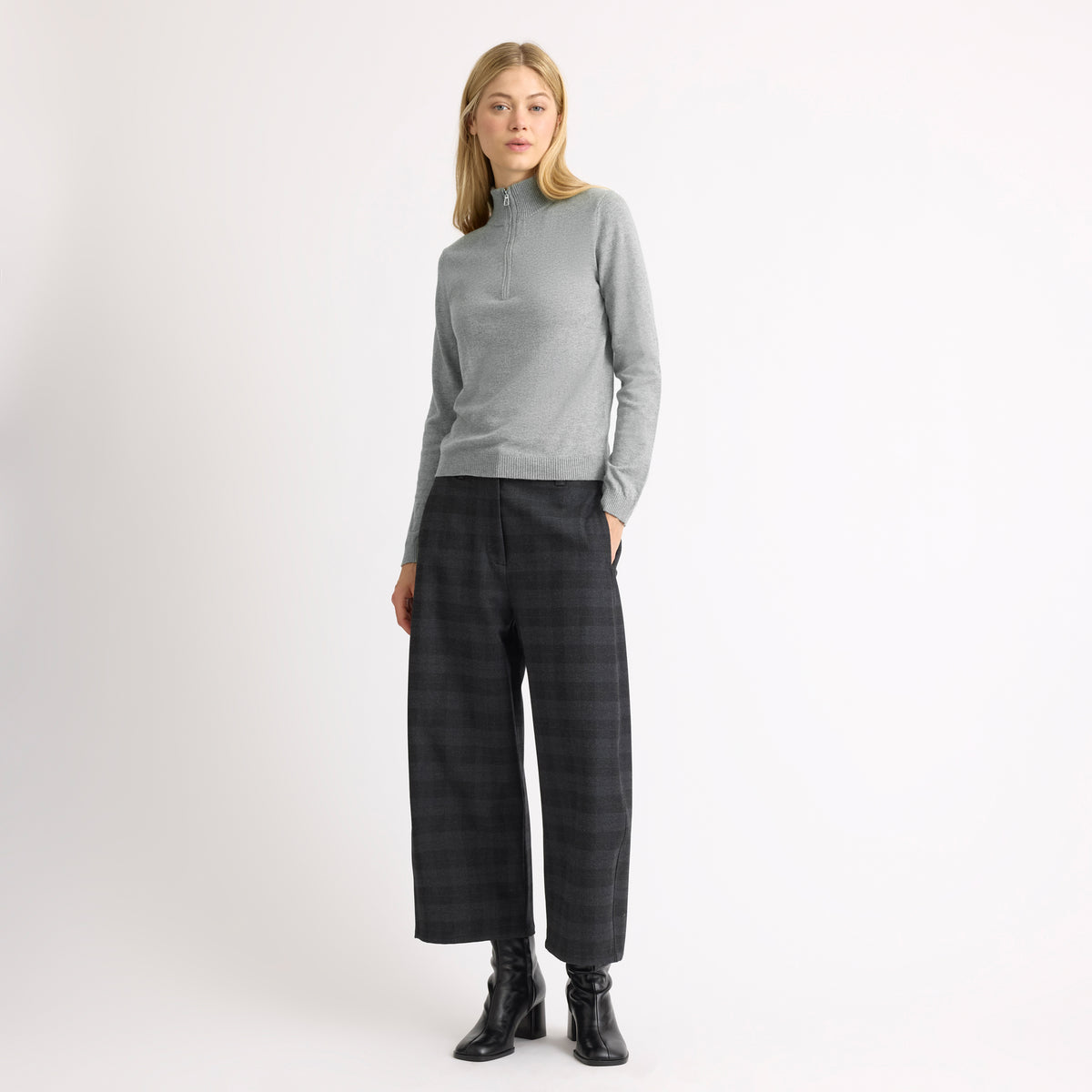 Grey Funnel Neck Zip Jumper
