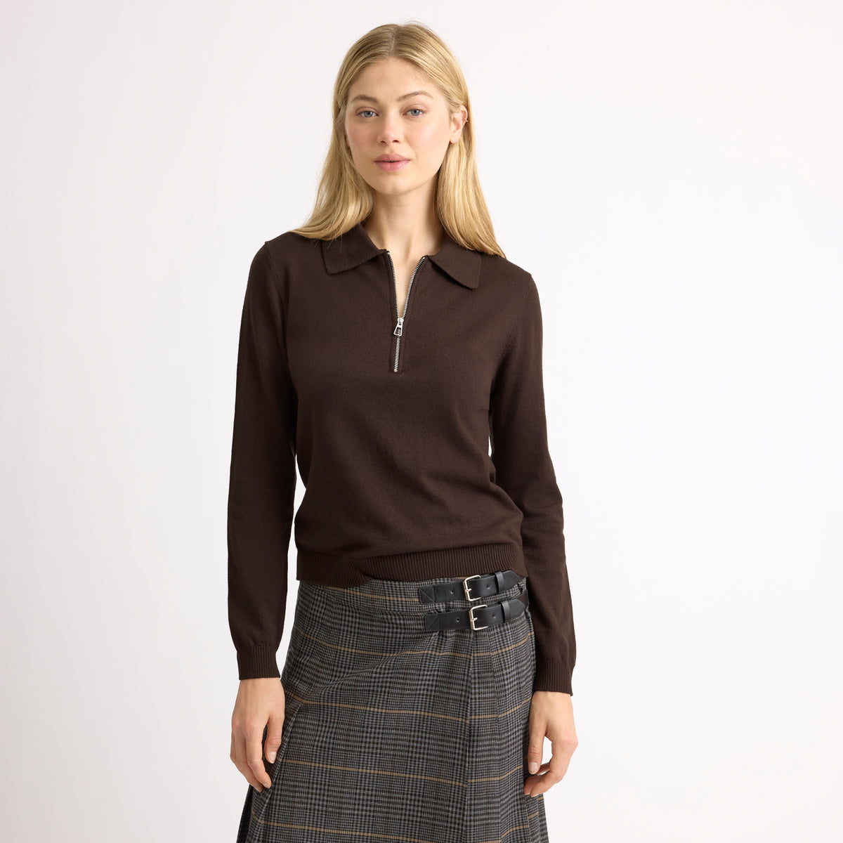 Chocolate Zip Collar Jumper