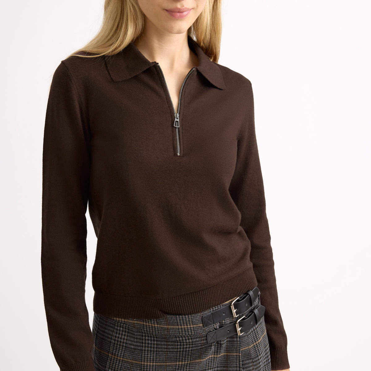 Chocolate Zip Collar Jumper