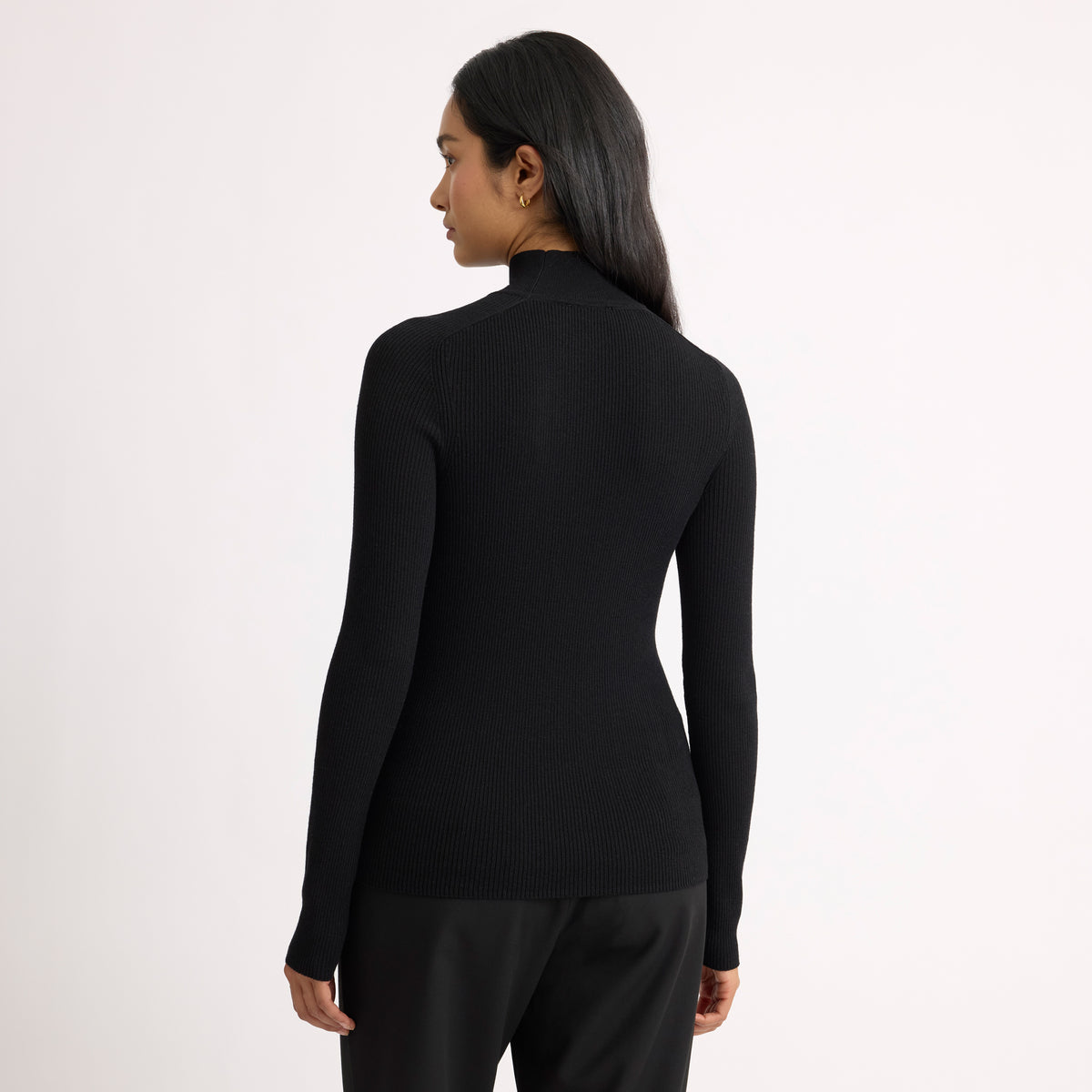 Black Funnel Neck Skinny Jumper
