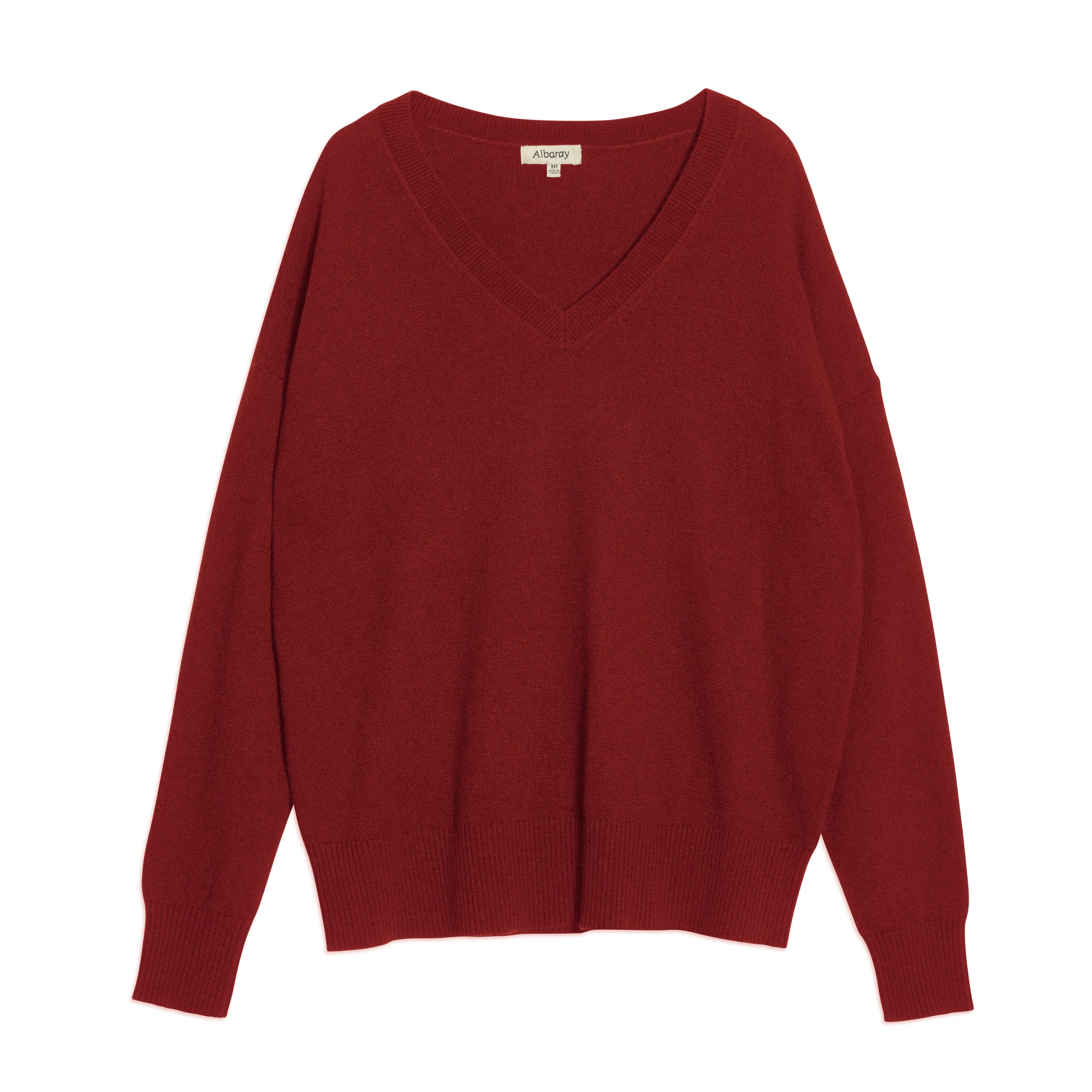 Red Wool Blend V Neck Jumper