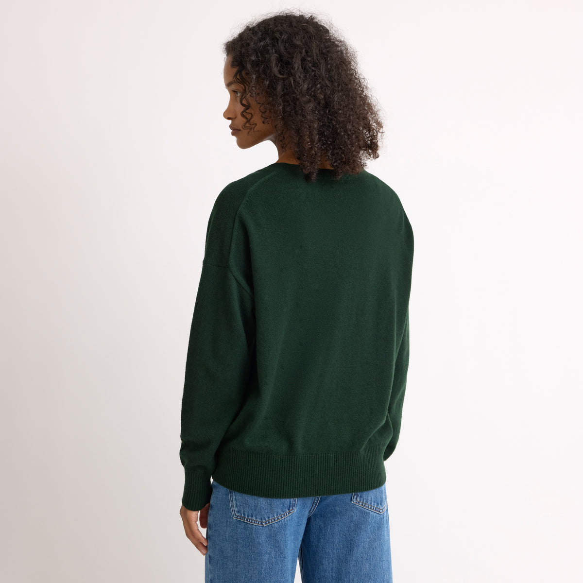 Green Wool Blend V Neck Jumper