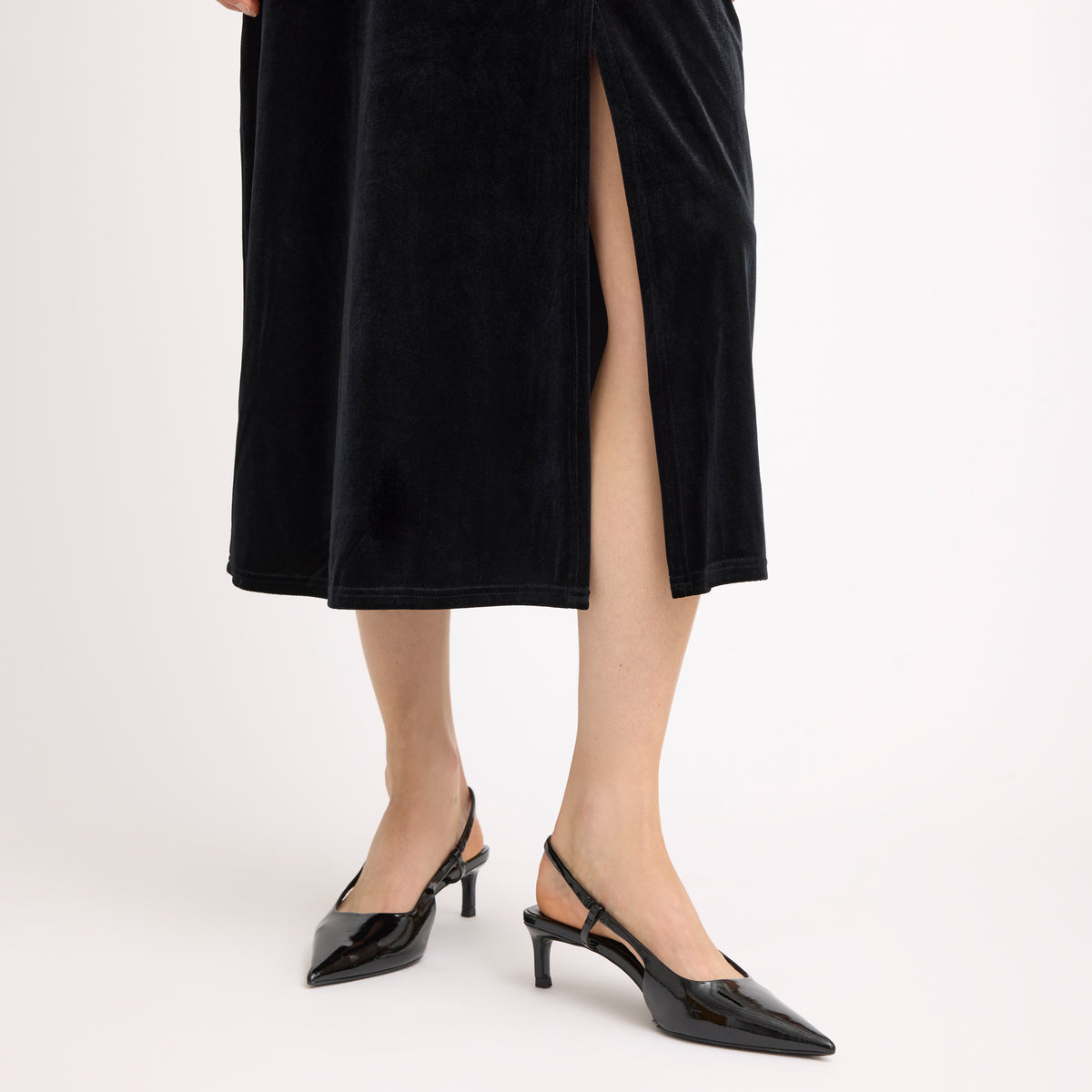 Velvet Shoulder Pad Dress