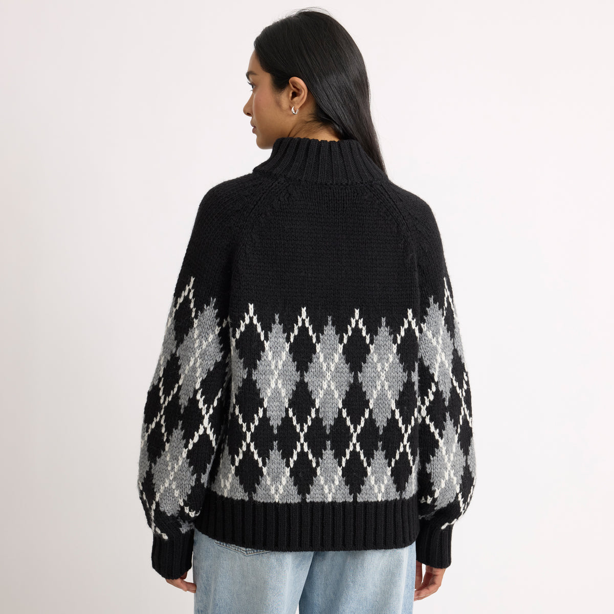 Wool Blend Zip Fair Isle Jumper