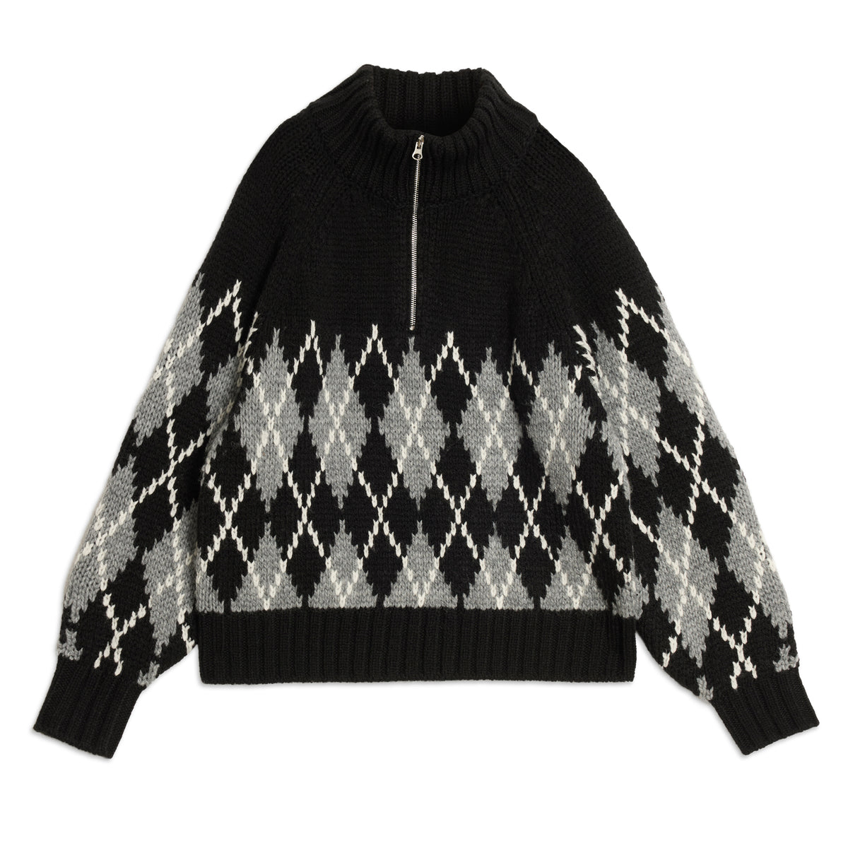 Wool Blend Zip Fair Isle Jumper