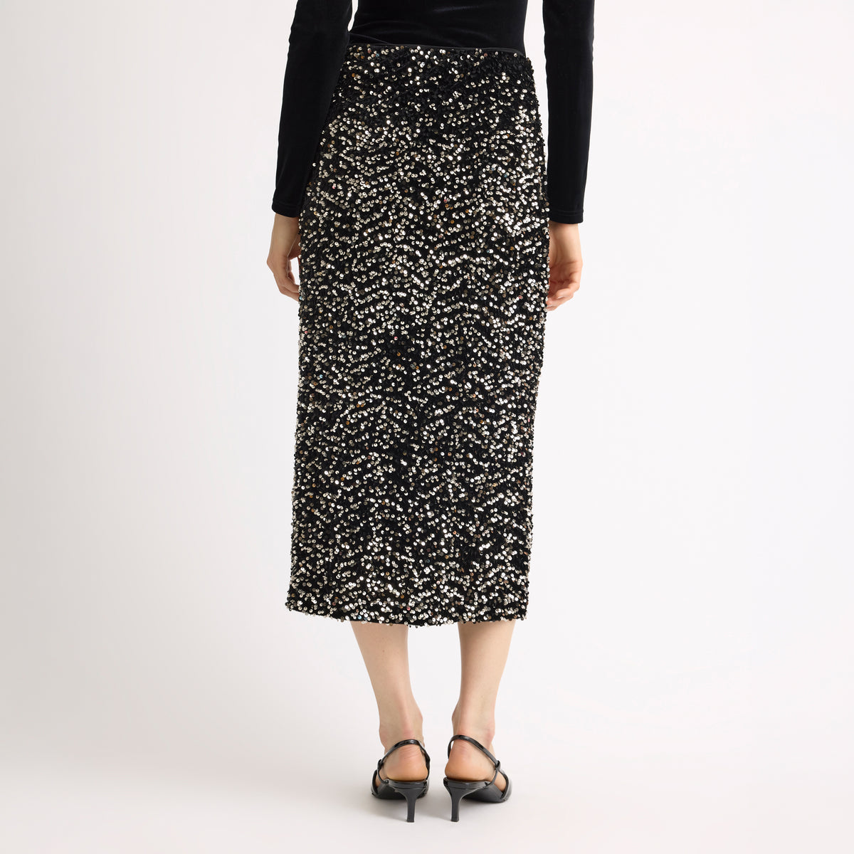 Velvet Sequin Pencil Skirt