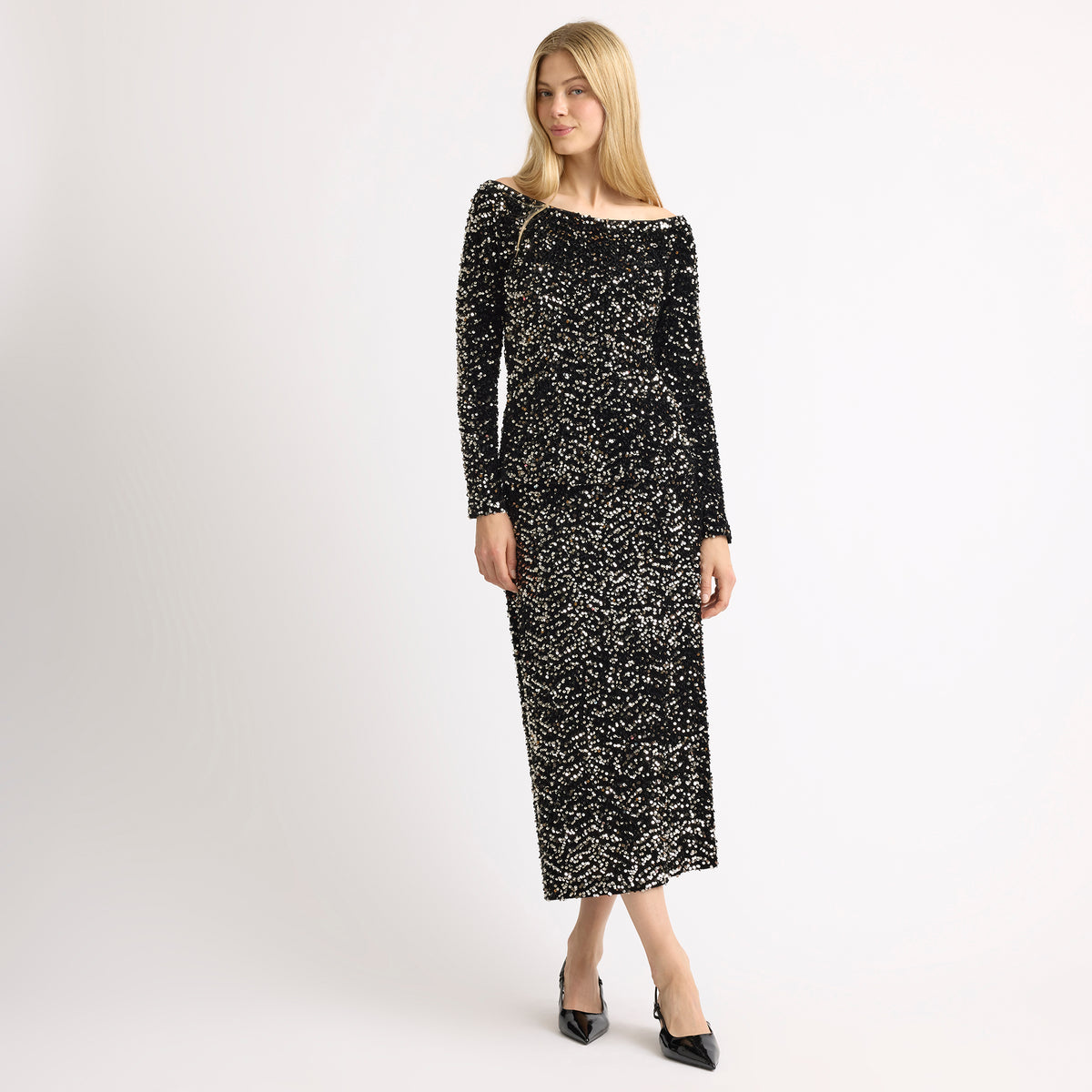 Velvet Sequin Bardot Top