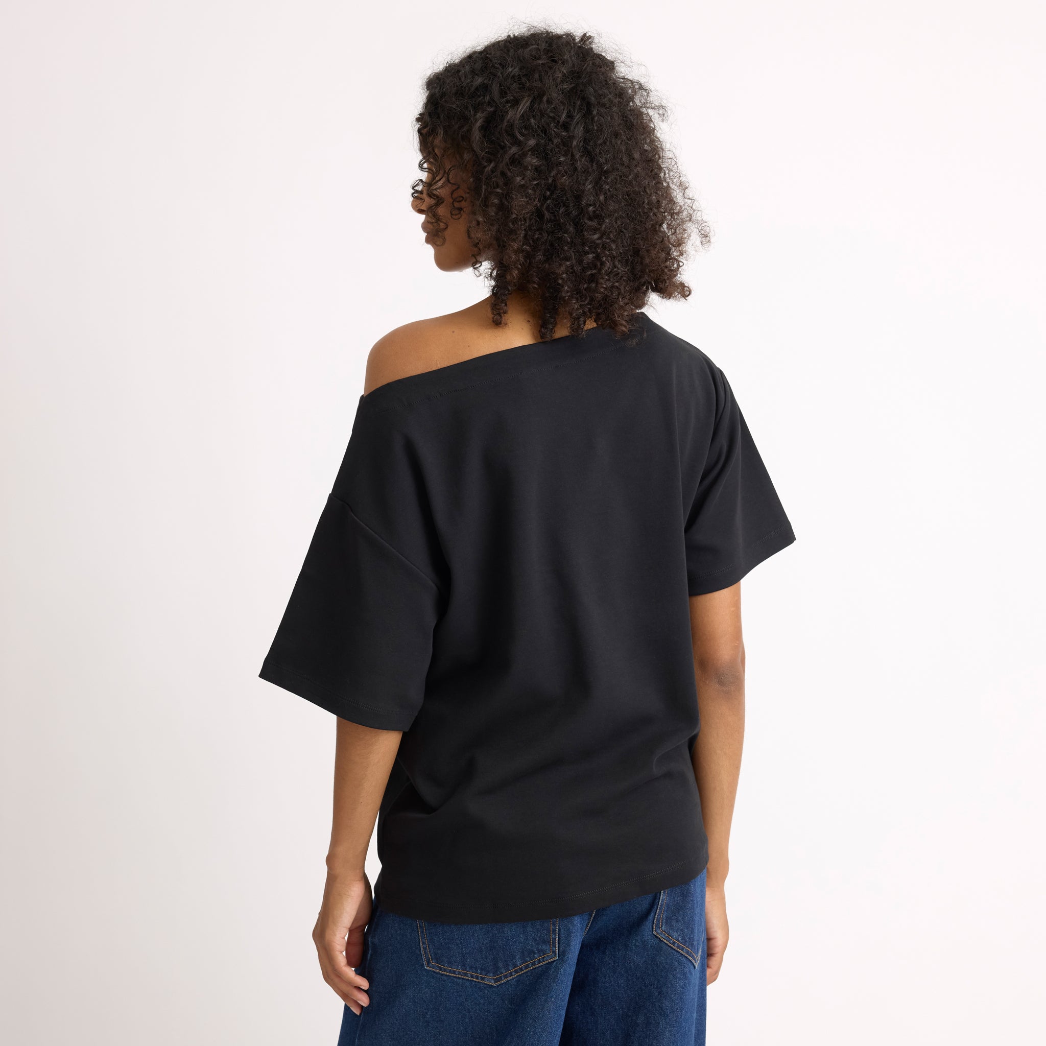 Black Off Shoulder T Shirt