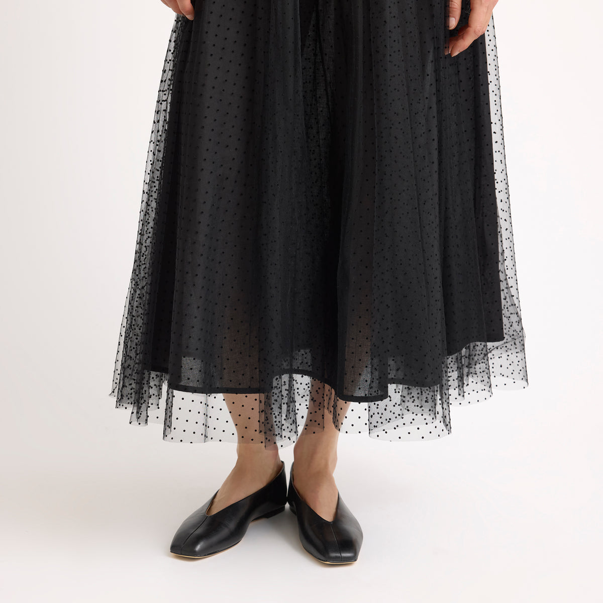 Flocked Spot Velvet Bardot Dress