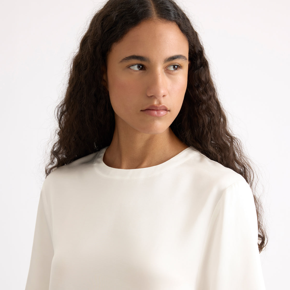 Cream Satin T-Shirt