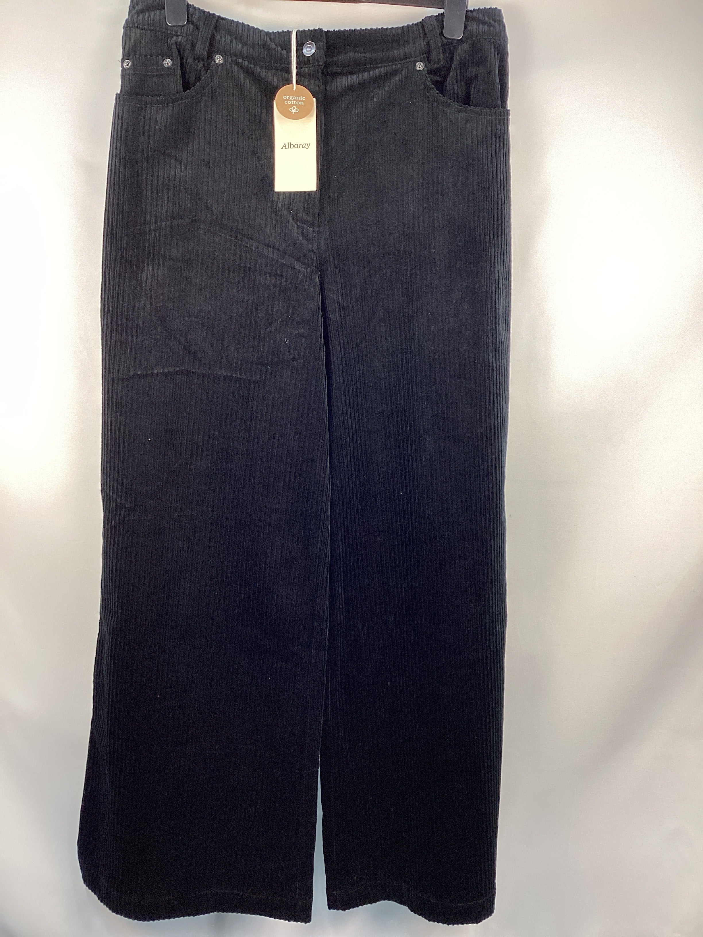 Re-Loved Black Cord Wide Leg Trouser - Size 18