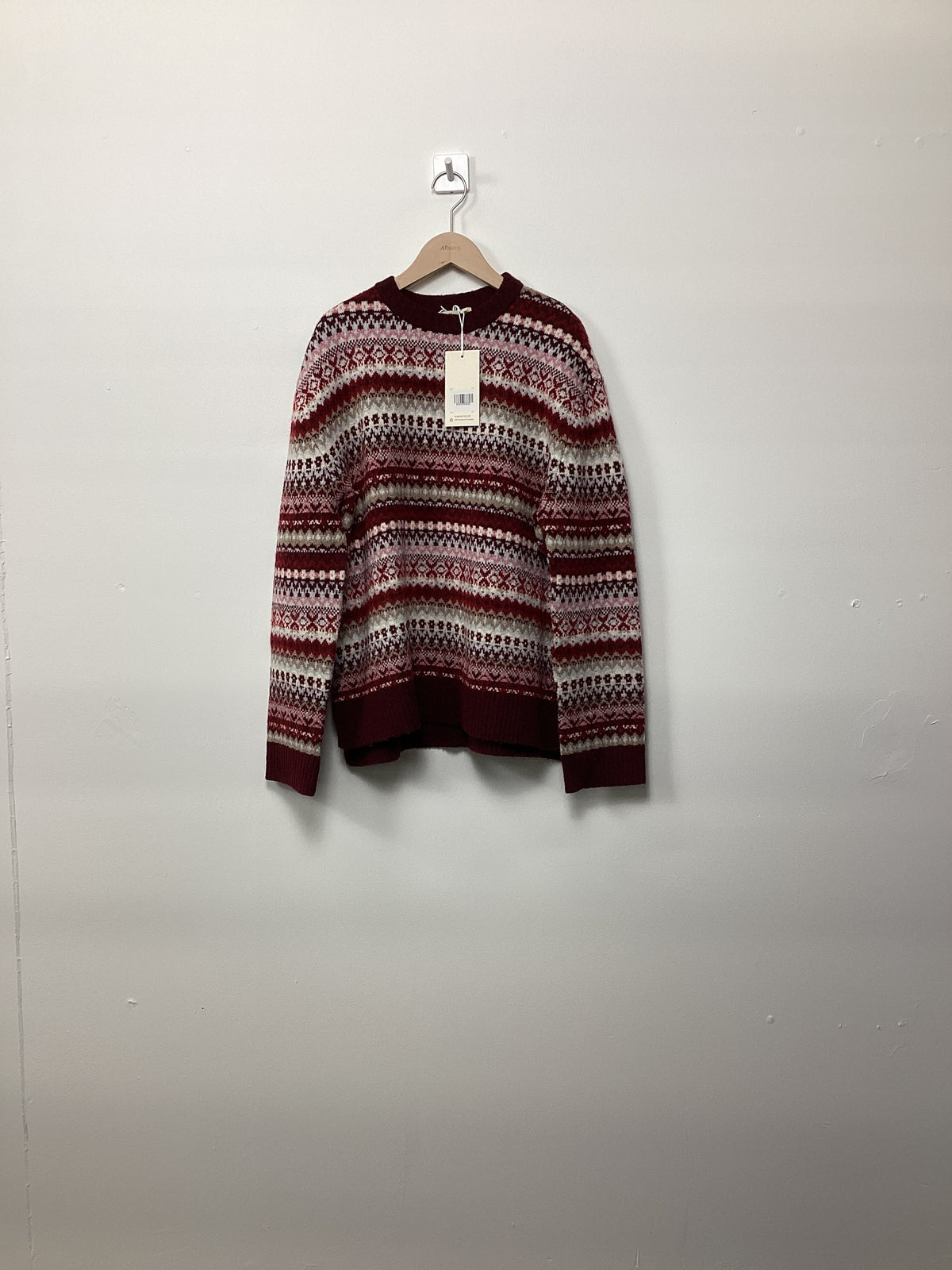Re-Loved Burgundy Fair Isle Jumper - Size 8