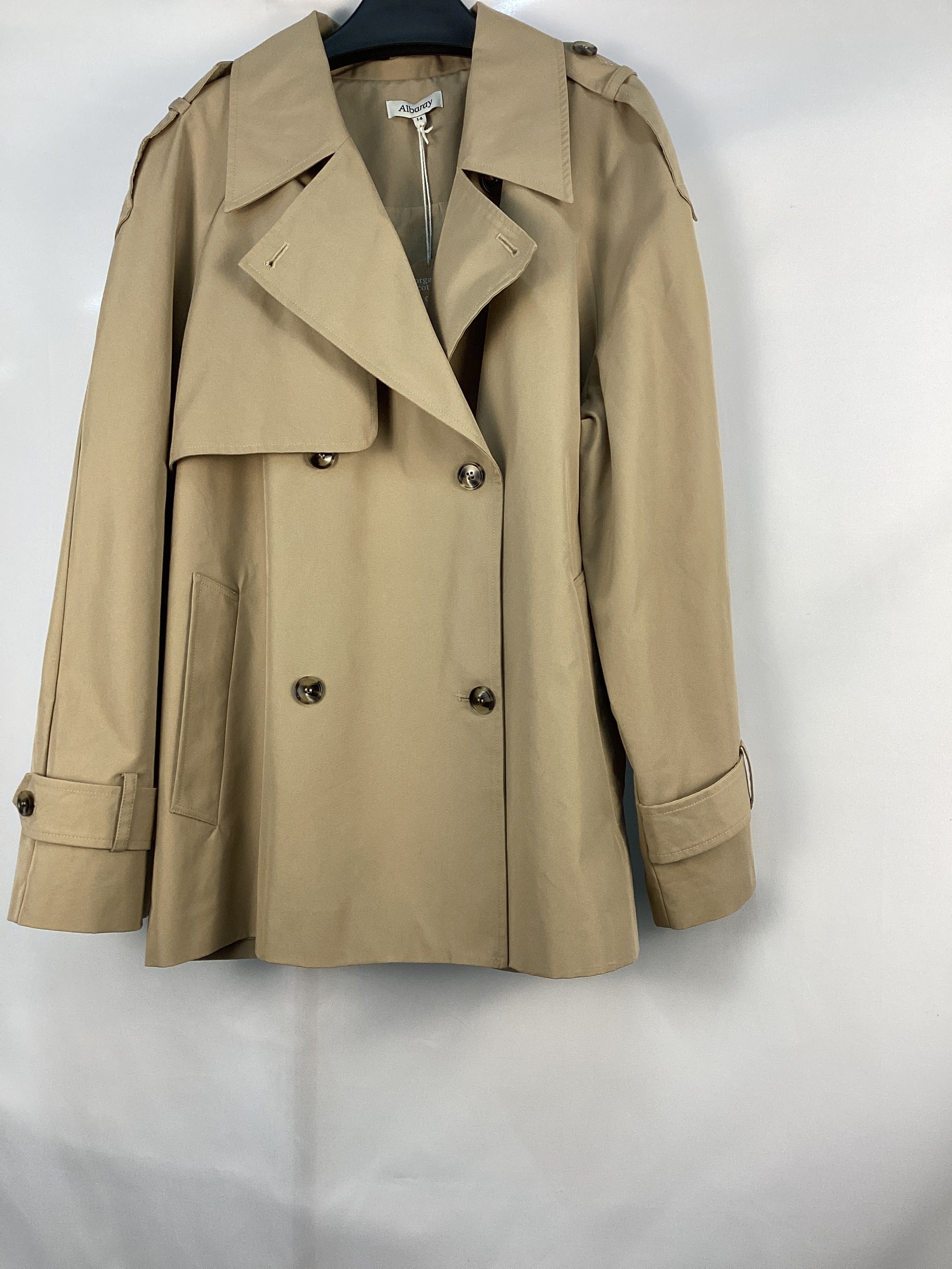 Re-Loved Short Double Breasted Trench Coat - Size 14