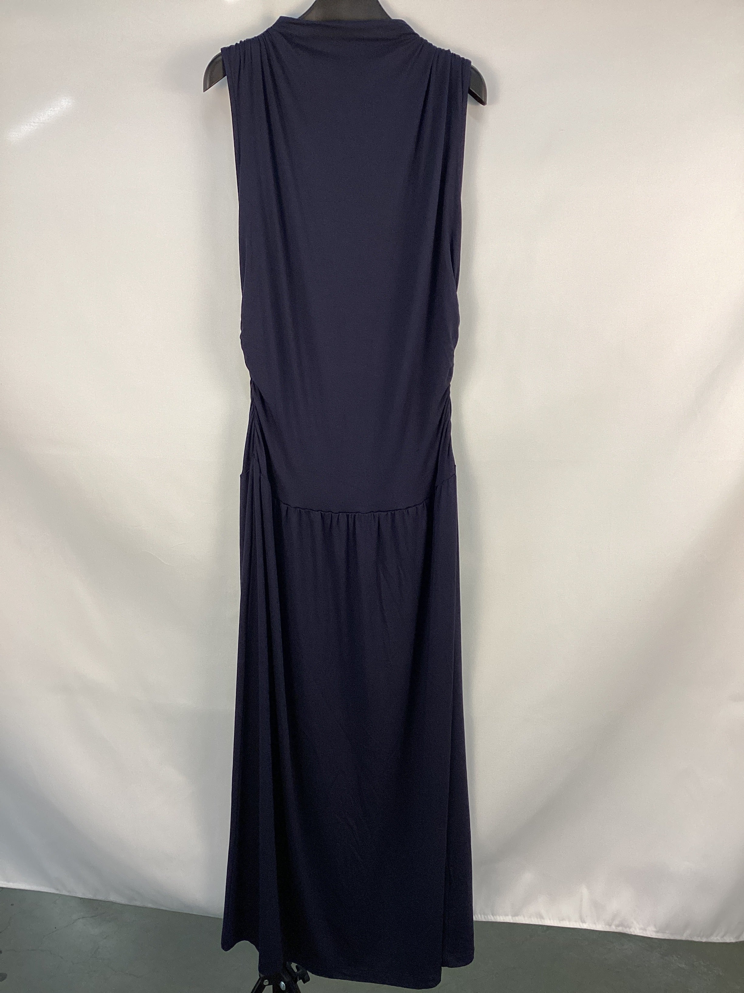 Re-Loved Navy Funnel Neck Jersey Dress - Size 12