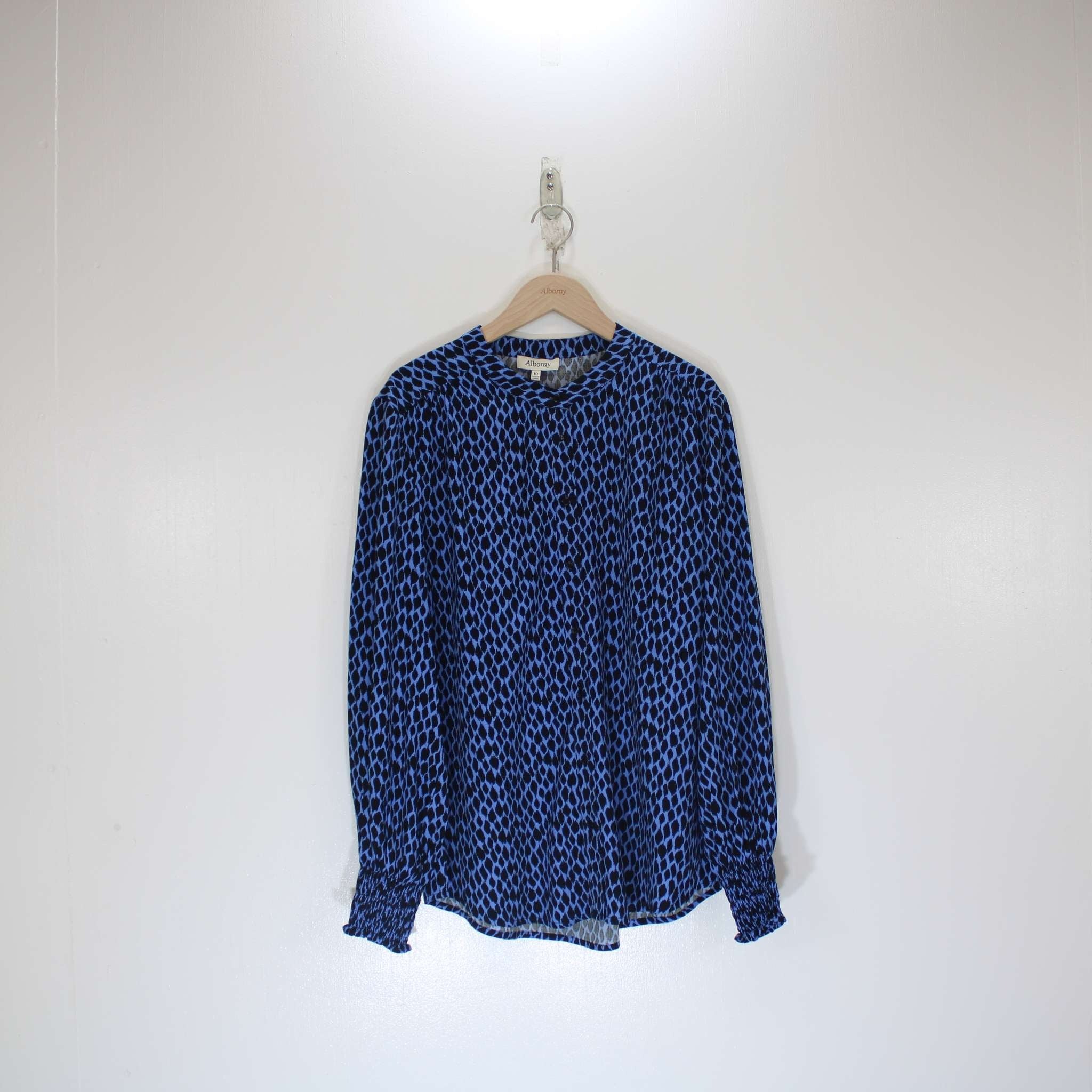 Re-Loved Blue Ikat Blouse Size 10