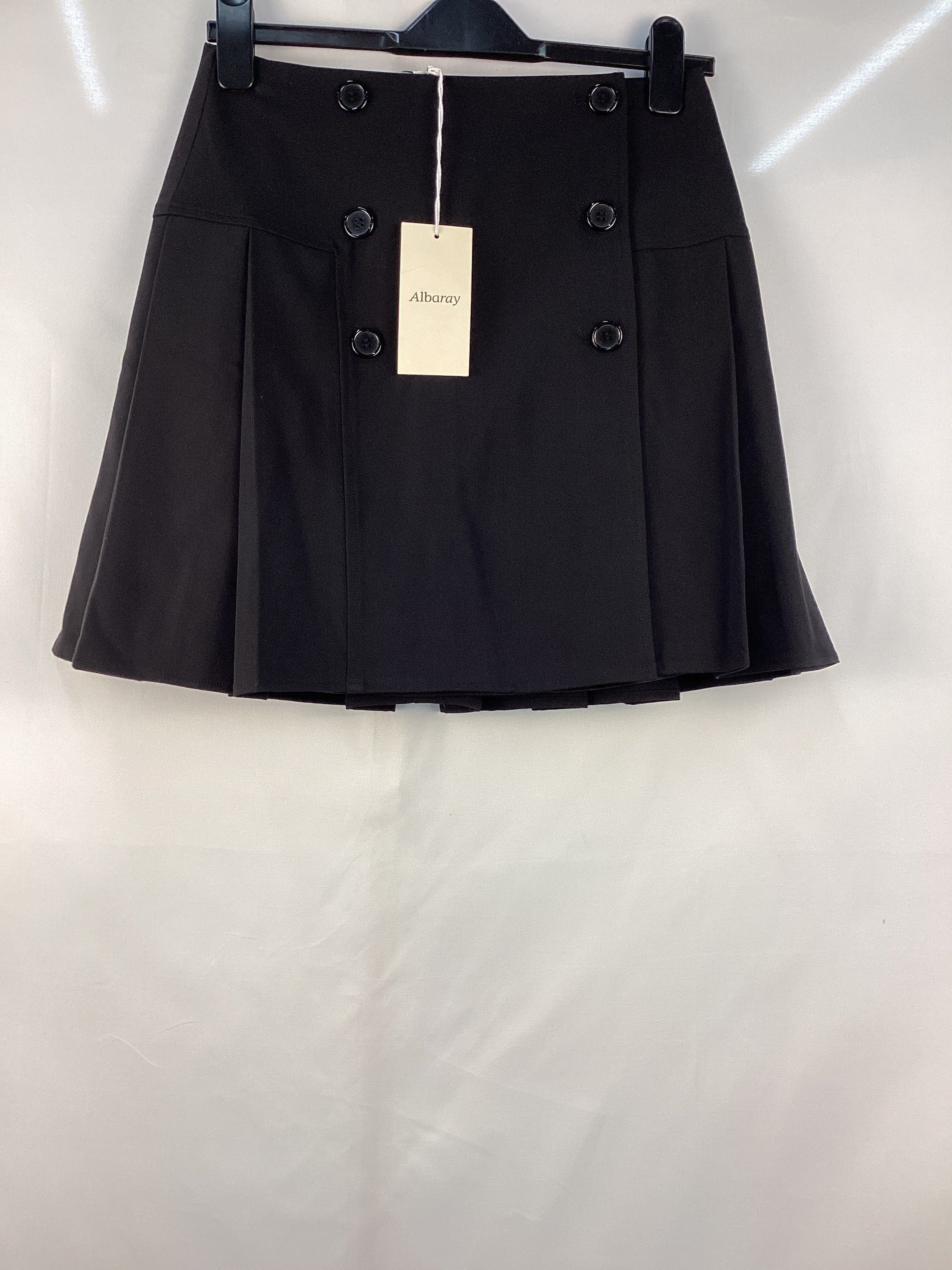 Re-Loved Black Tailored Pleat Mini Skirt - Size 10