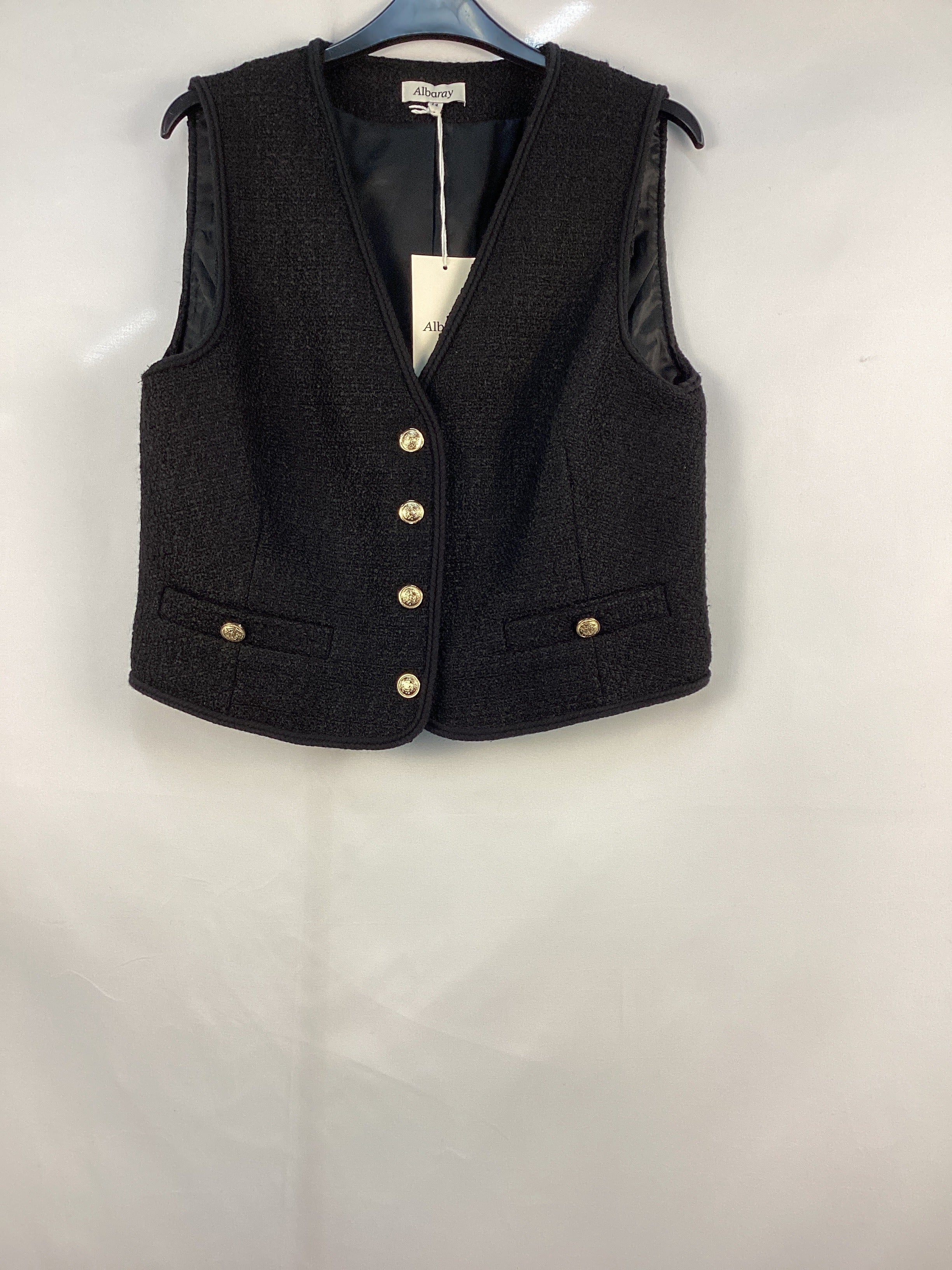 Re-Loved Black Tweed Waistcoat - Size 14
