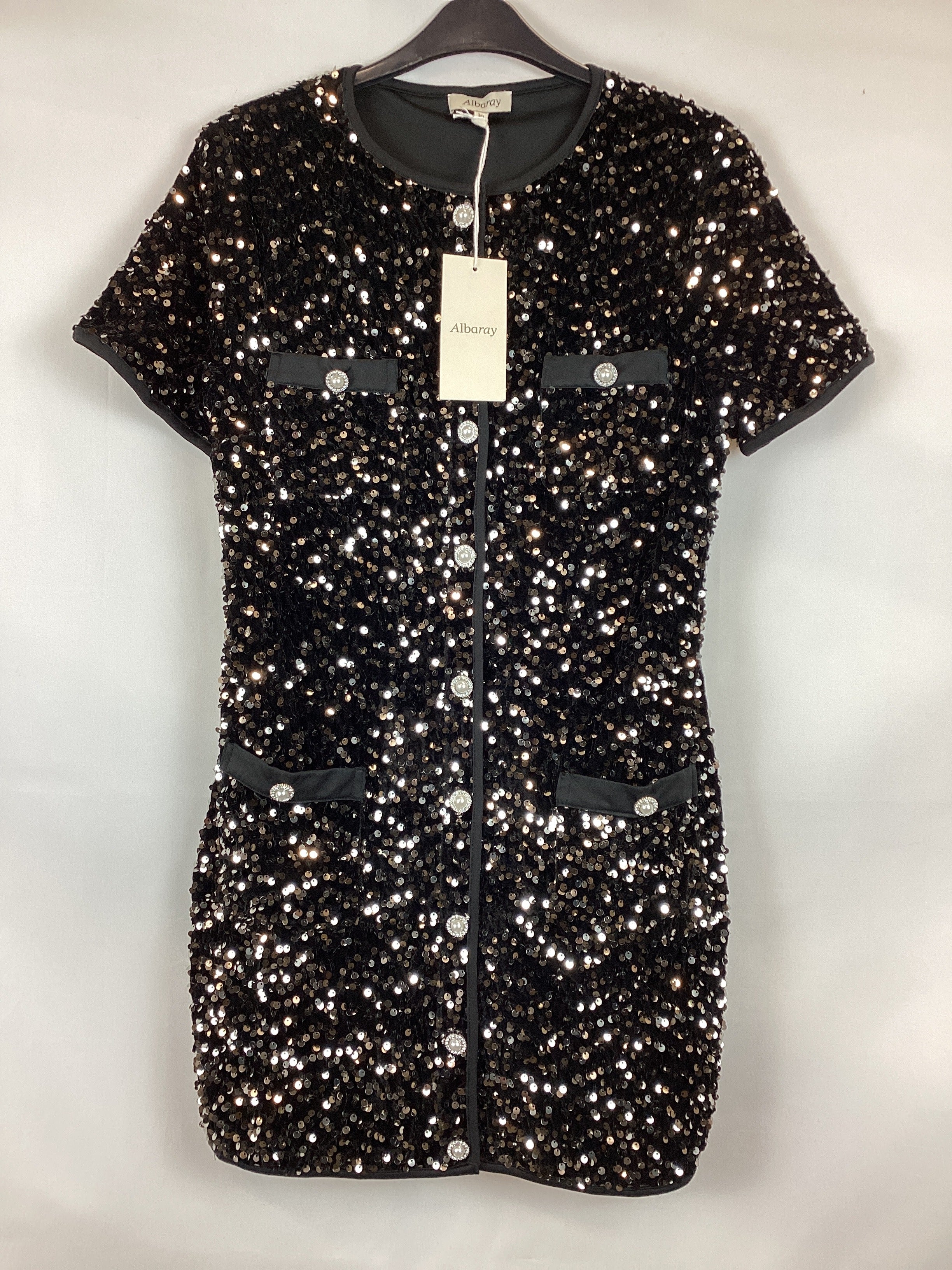 Re-Loved Velvet Sequin Pocket Dress - Size 10
