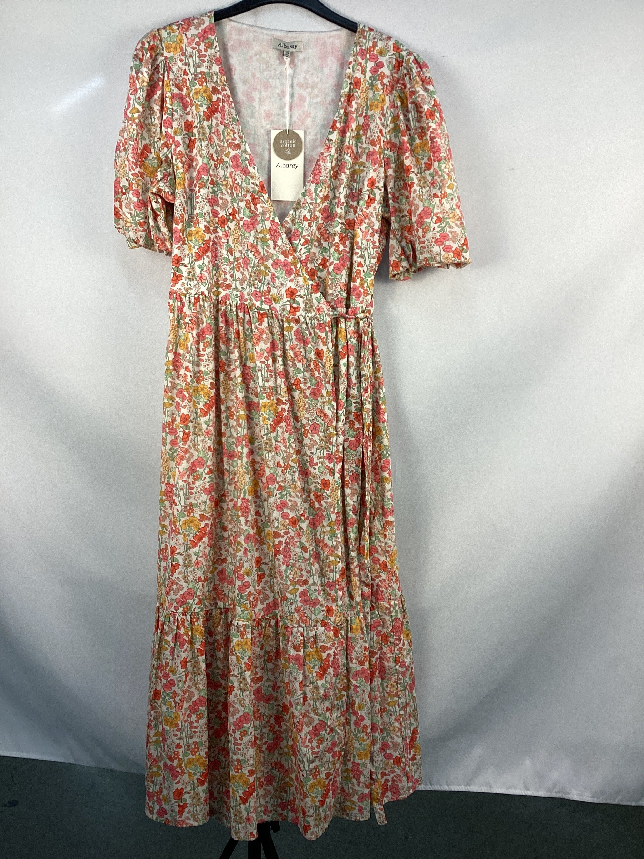 Re-Loved Organic Cotton Delicate Floral Wrap Dress - Size 16