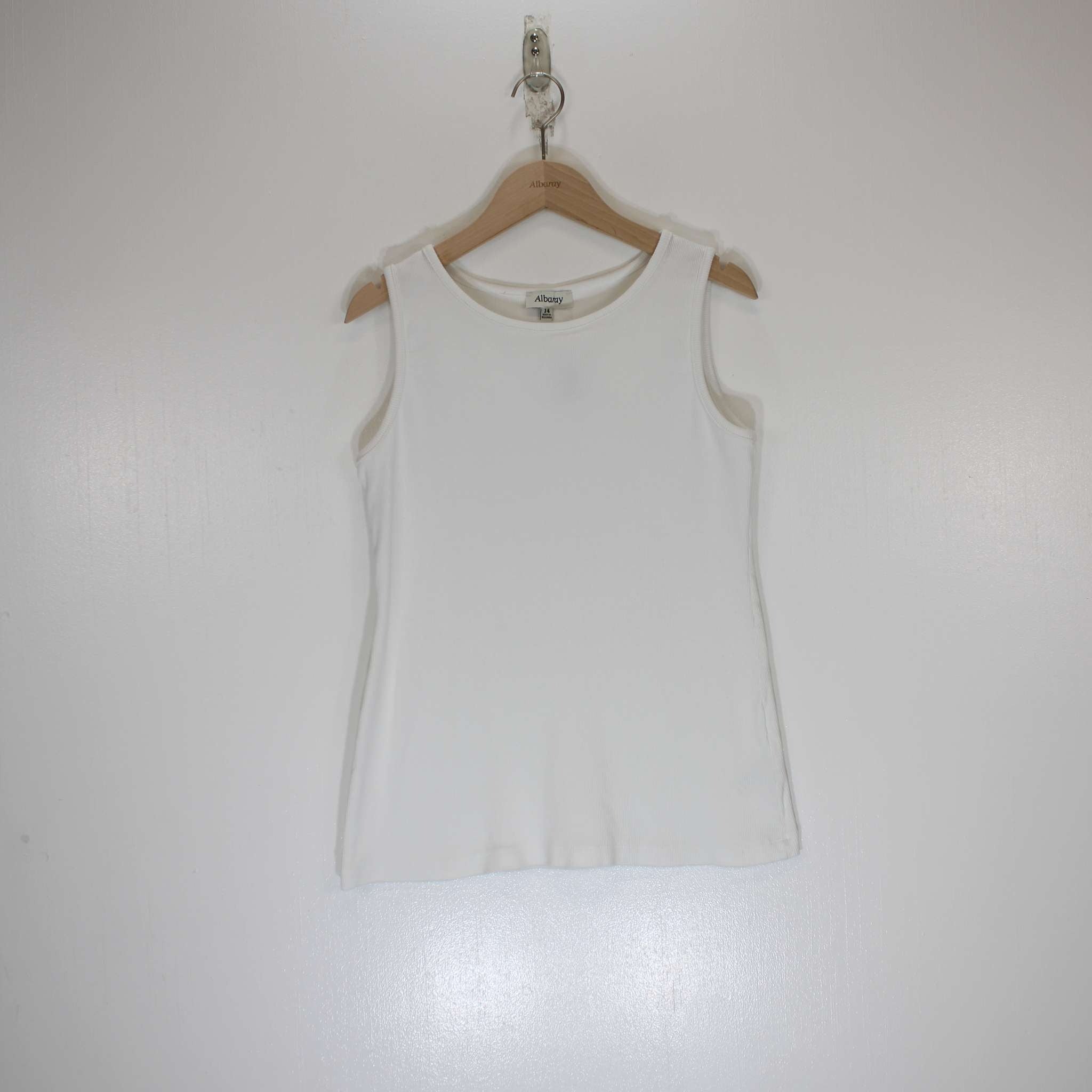 Re-Loved White Rib Racer Vest Size 14
