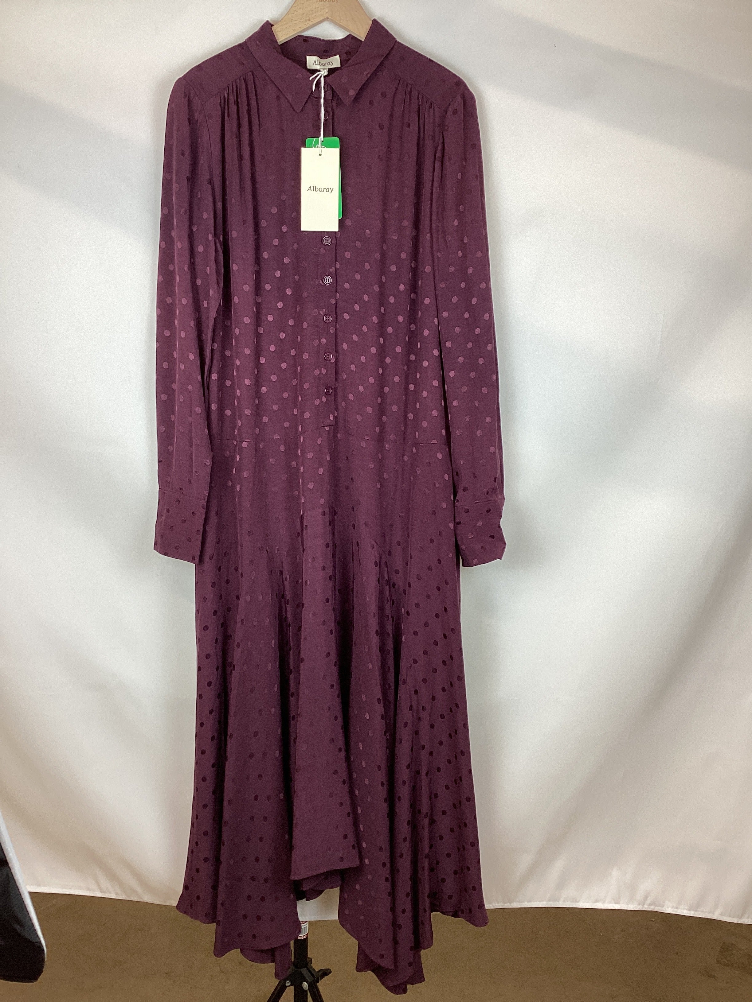 Re-Loved Jacquard Spot Dipped Hem Dress - Size 10