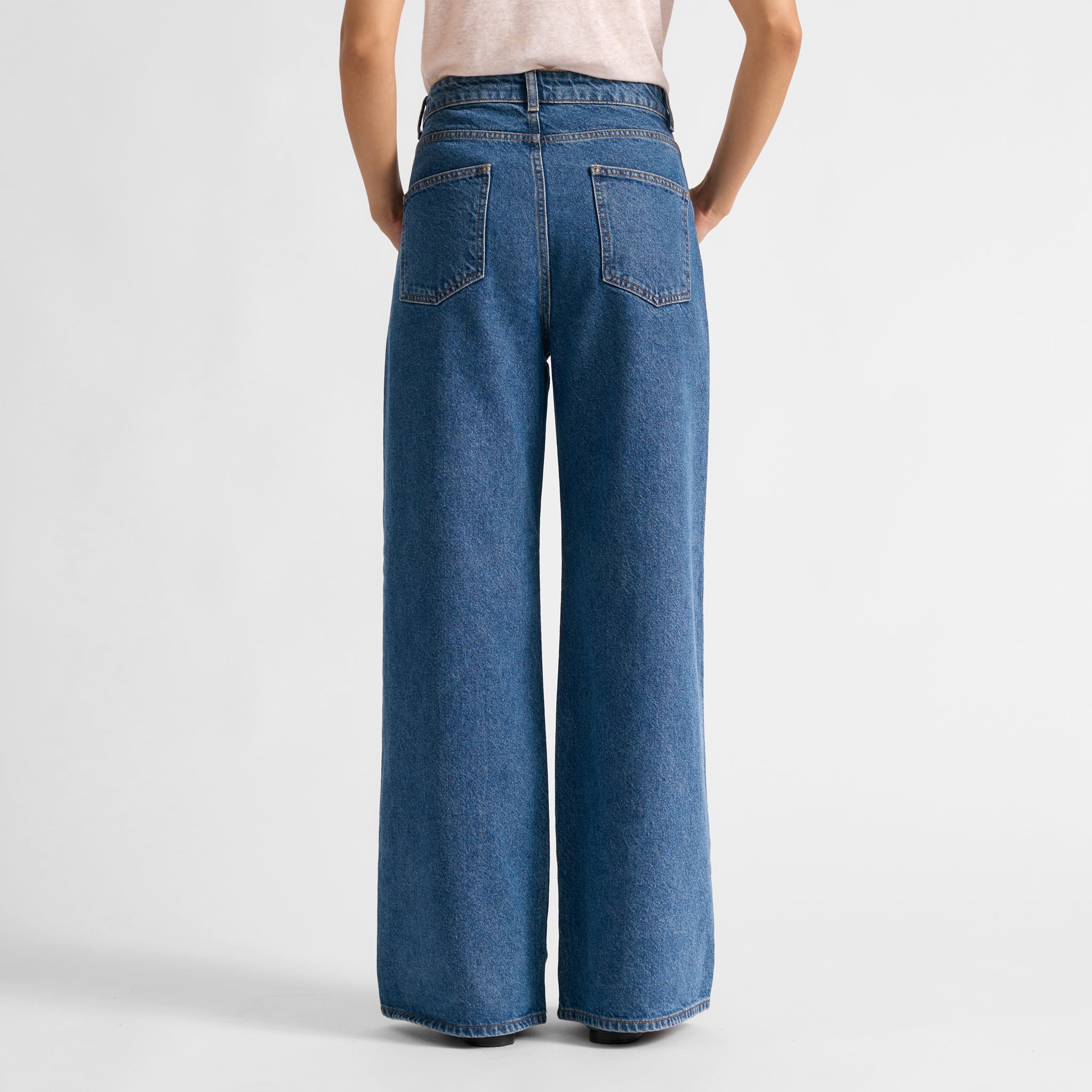 Re-Loved Dark Wash Full Length Wide Leg Jeans - Size 8