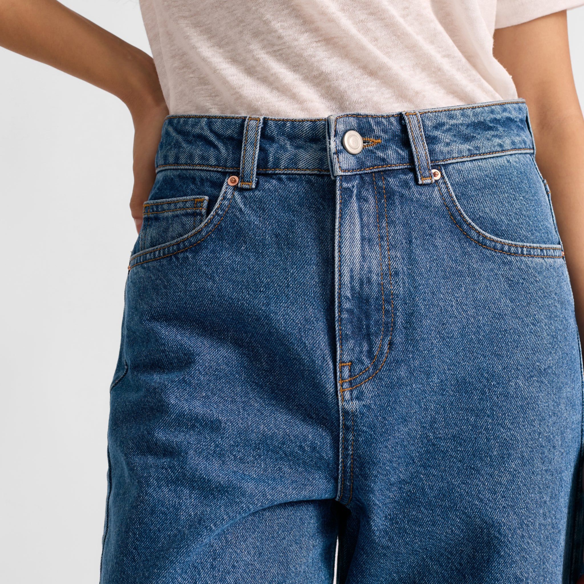 Dark Wash Full Length Wide Leg Jeans