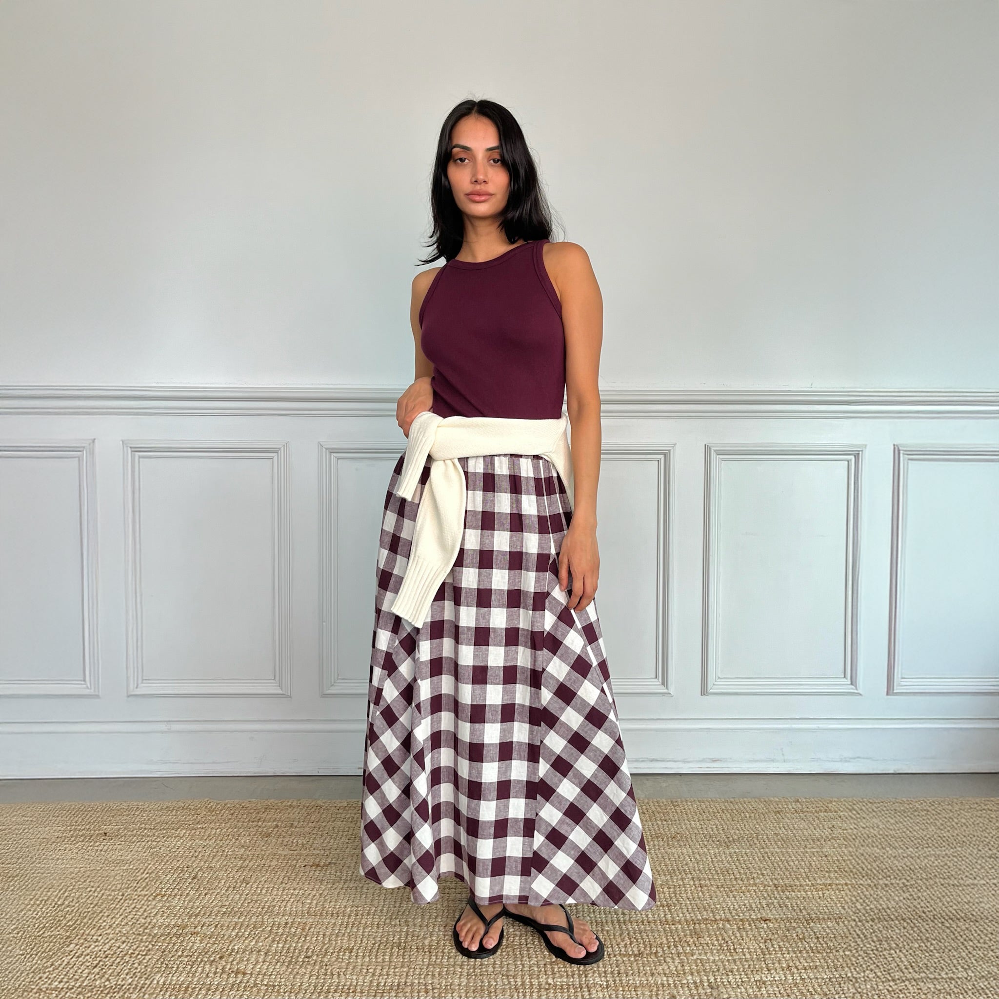 Burgundy Gingham Skirt