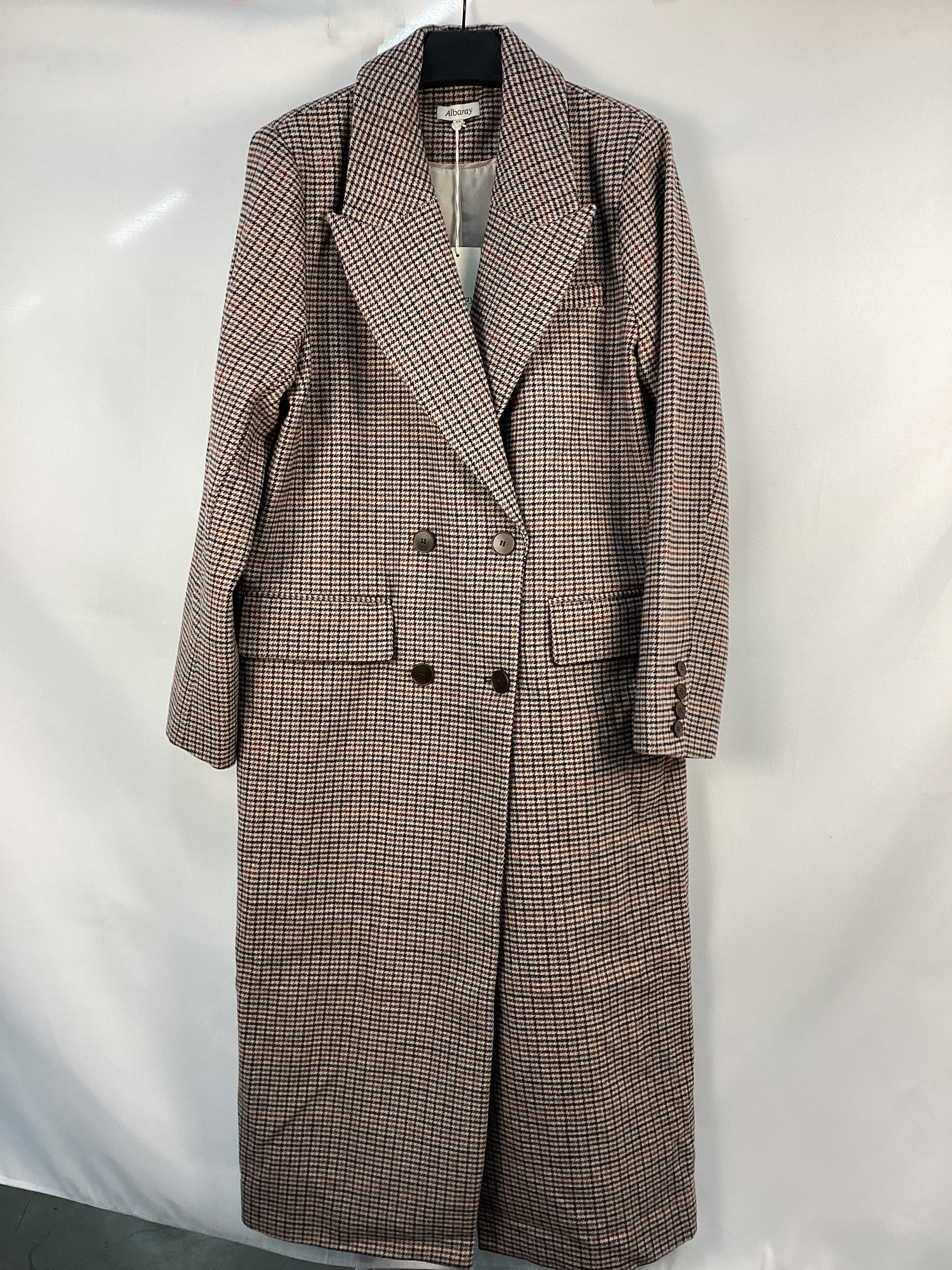 Re-Loved Check Double Breasted Coat - Size 14