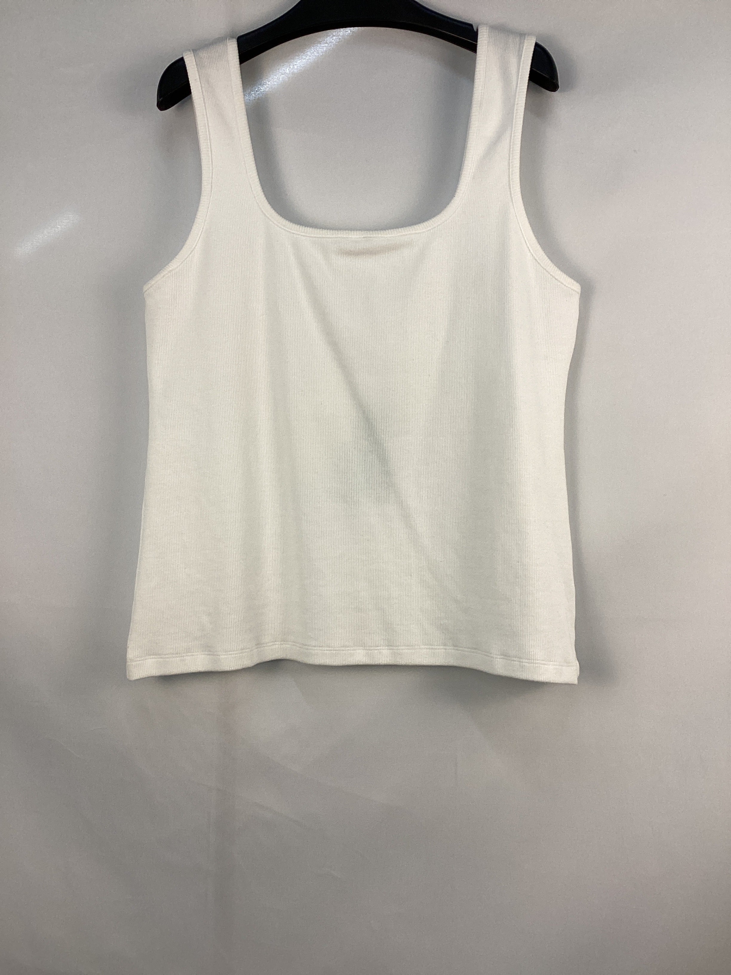 Re-Loved White Square Neck Rib Vest - Size 18