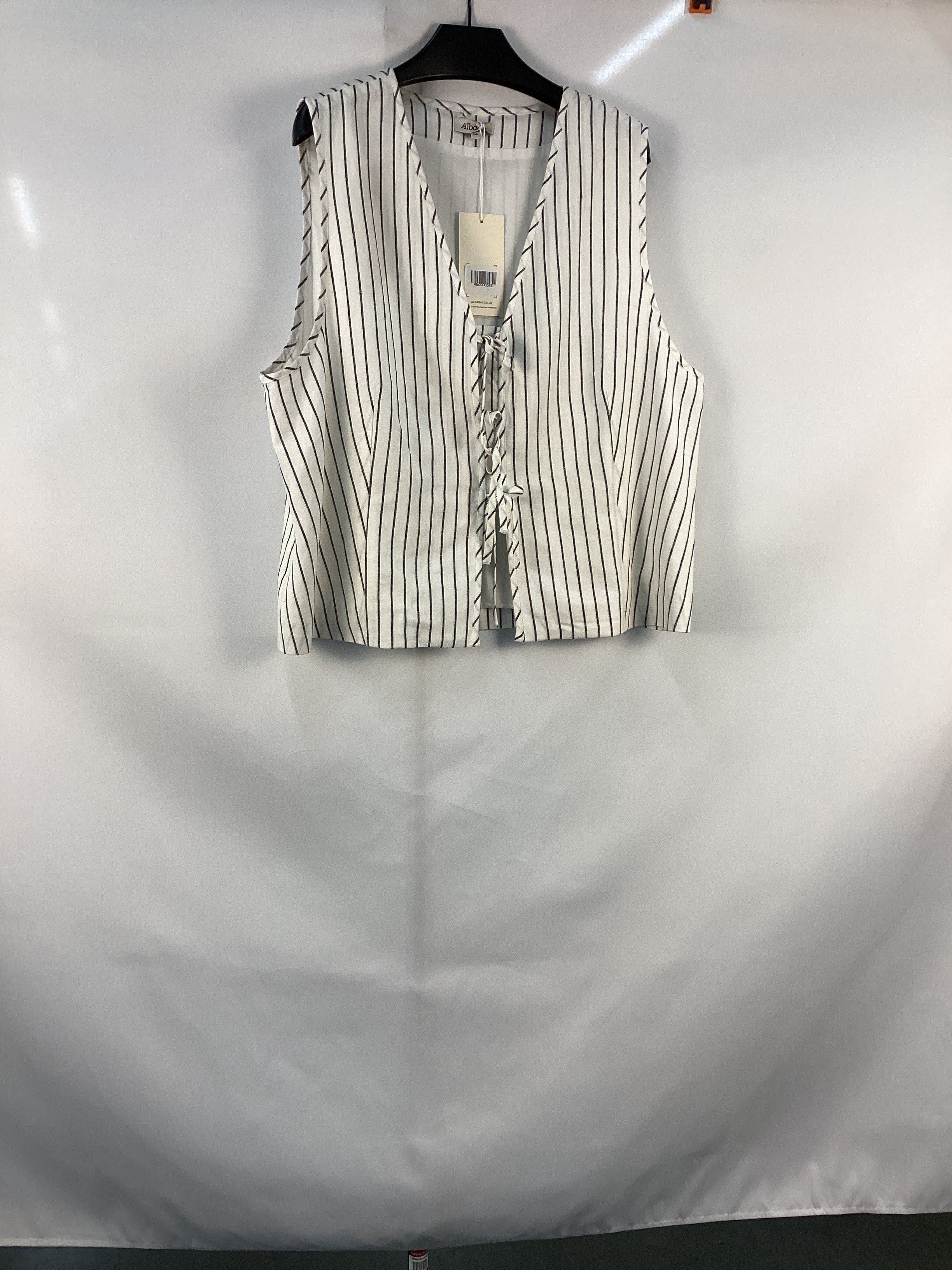 Re-Loved Stripe Linen Blend Tie Waistcoat - Size 18